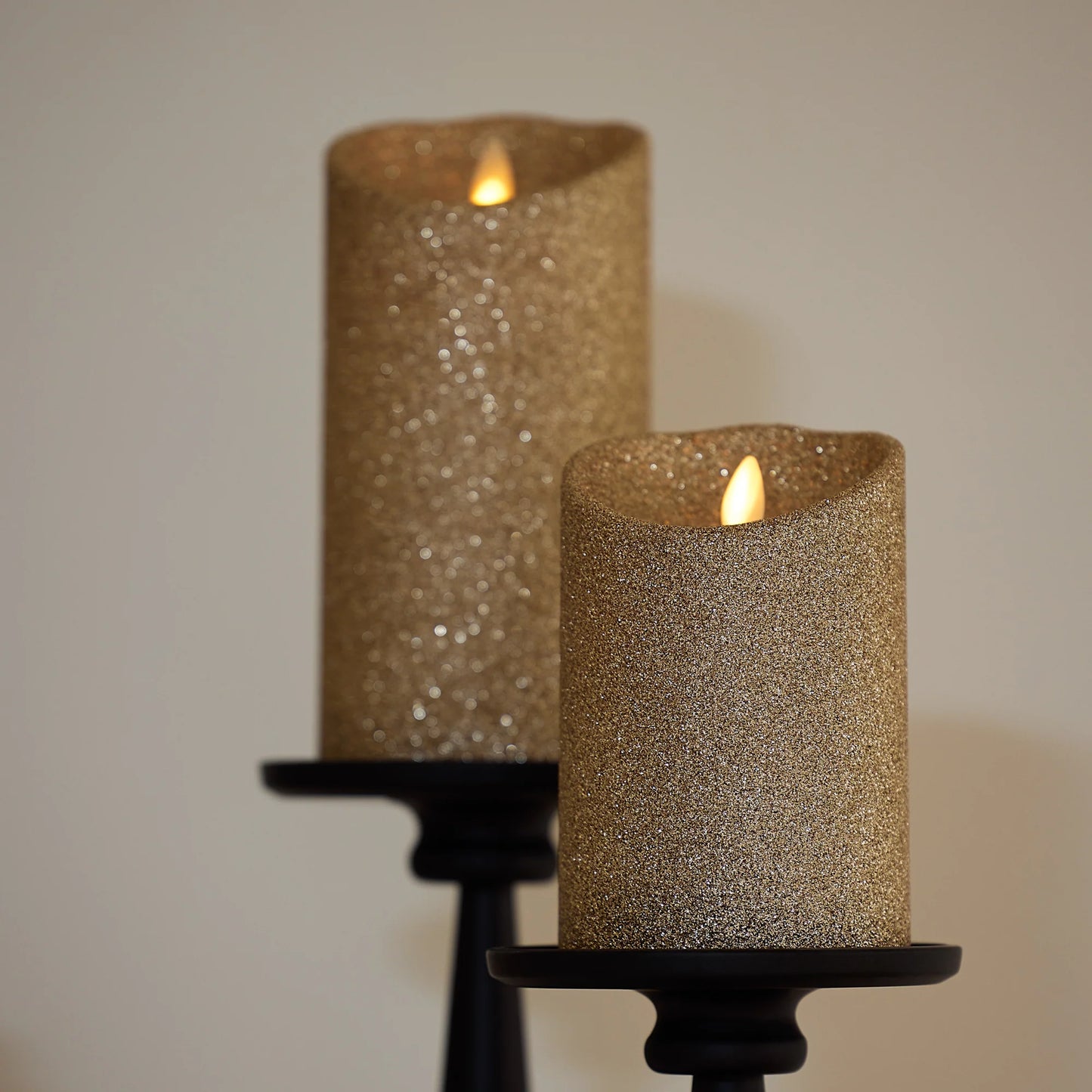 Champagne Glow Glitter Flameless Candle Pillars
