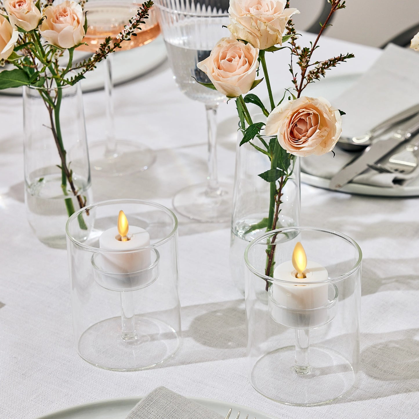 White Flameless Candle Tealights - Flat Top - Set of 2