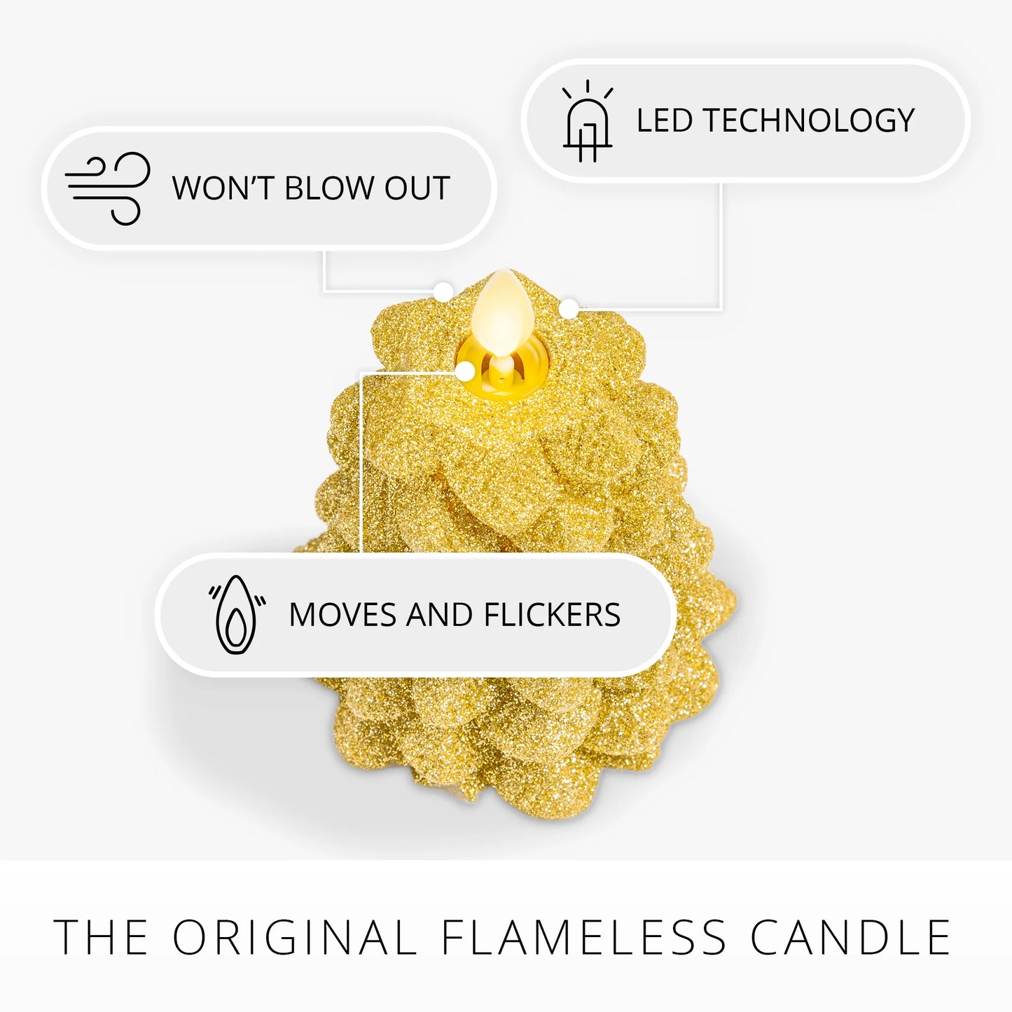 Rich Gold Glitter Flameless Candle North Tree