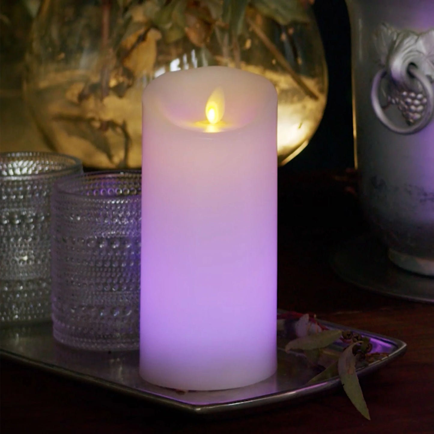 Flameless Color Changing Candle Pillar with Remote - Scallop Top - 3" Width