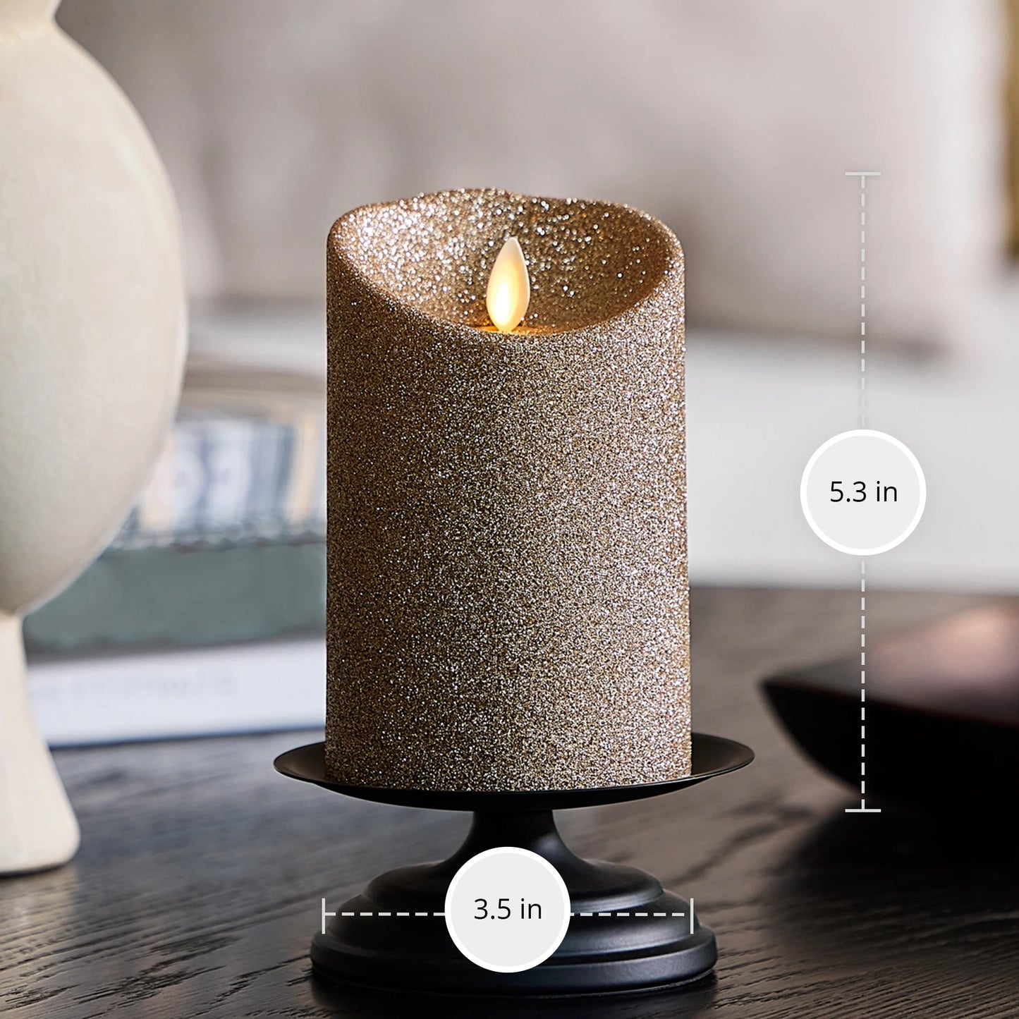 Champagne Glow Glitter Flameless Candle Pillars
