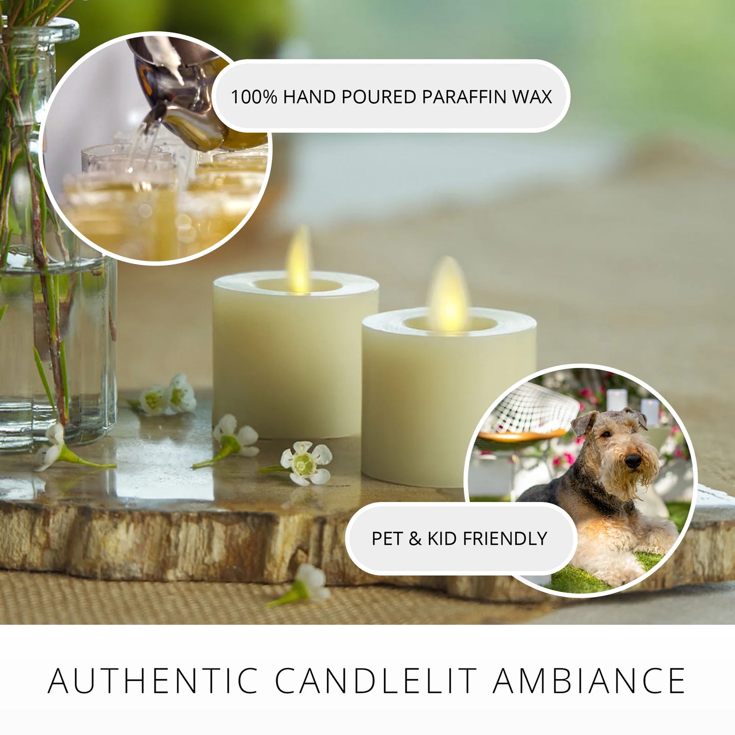 Ivory Flameless Candle Tealights - Recessed Top - Set of 2