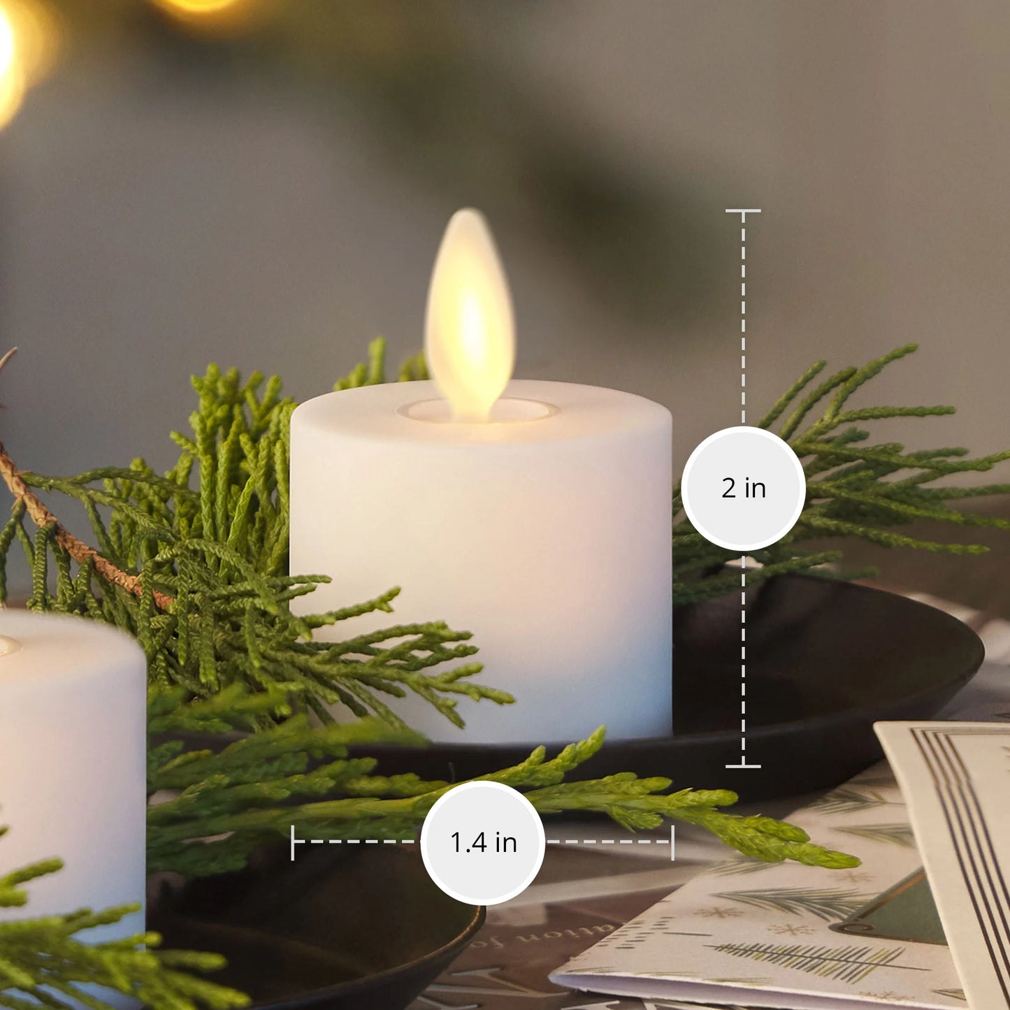 White Flameless Candle Tealights - Flat Top - Set of 2