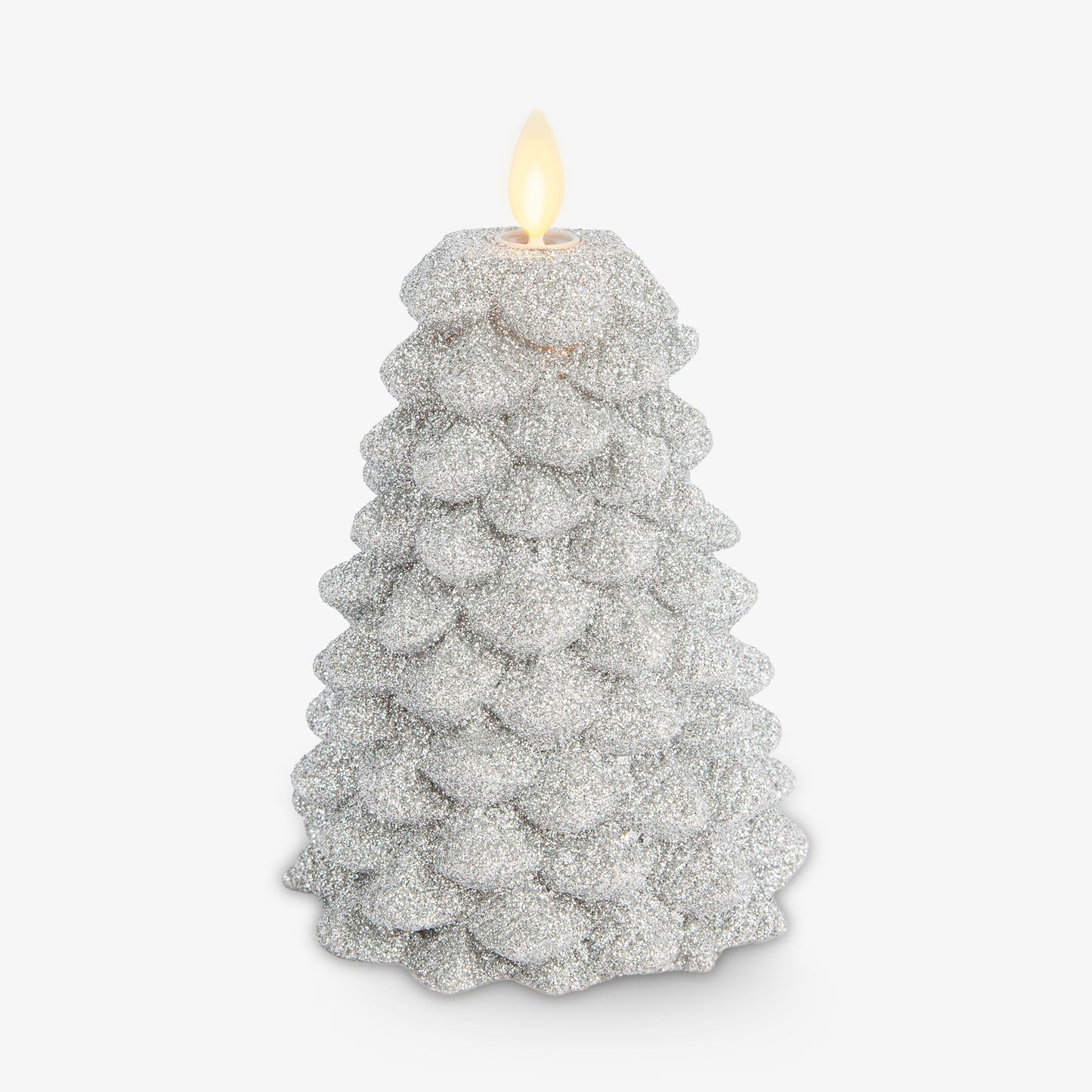 Brilliant Silver Glitter Flameless Candle North Tree
