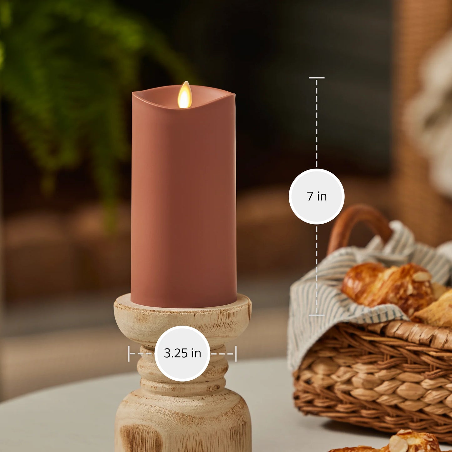 Baked Clay Outdoor Flameless Candle Pillar