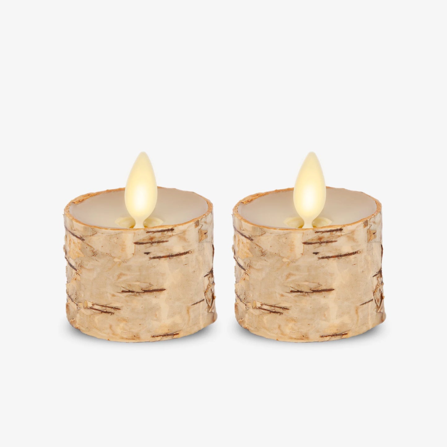 Real Birch Flameless Candle Tealights - Recessed Top - Set of 2