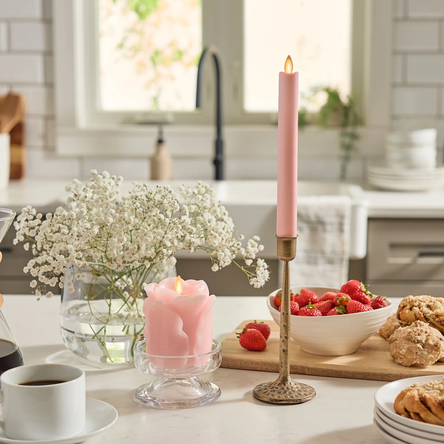 Crystal Rose Flameless Candle Taper