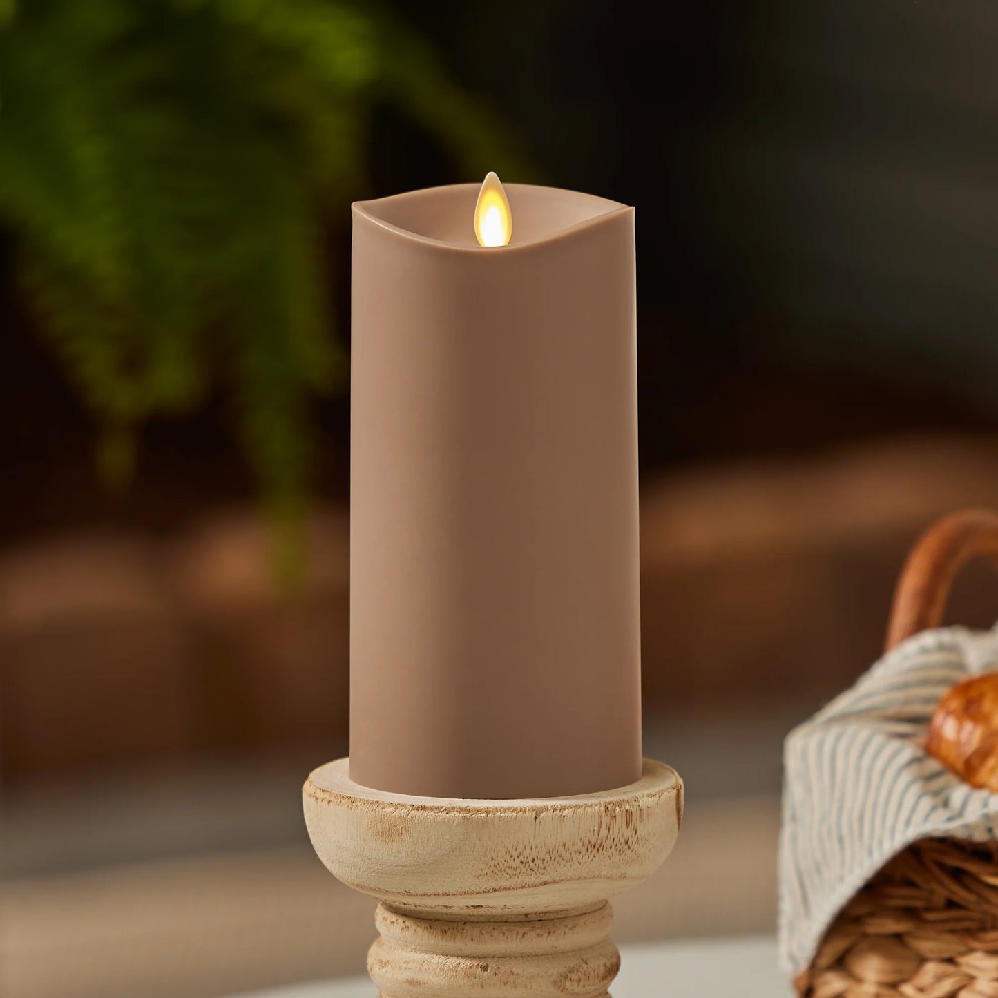 Timeless Taupe Outdoor Flameless Candle Pillar