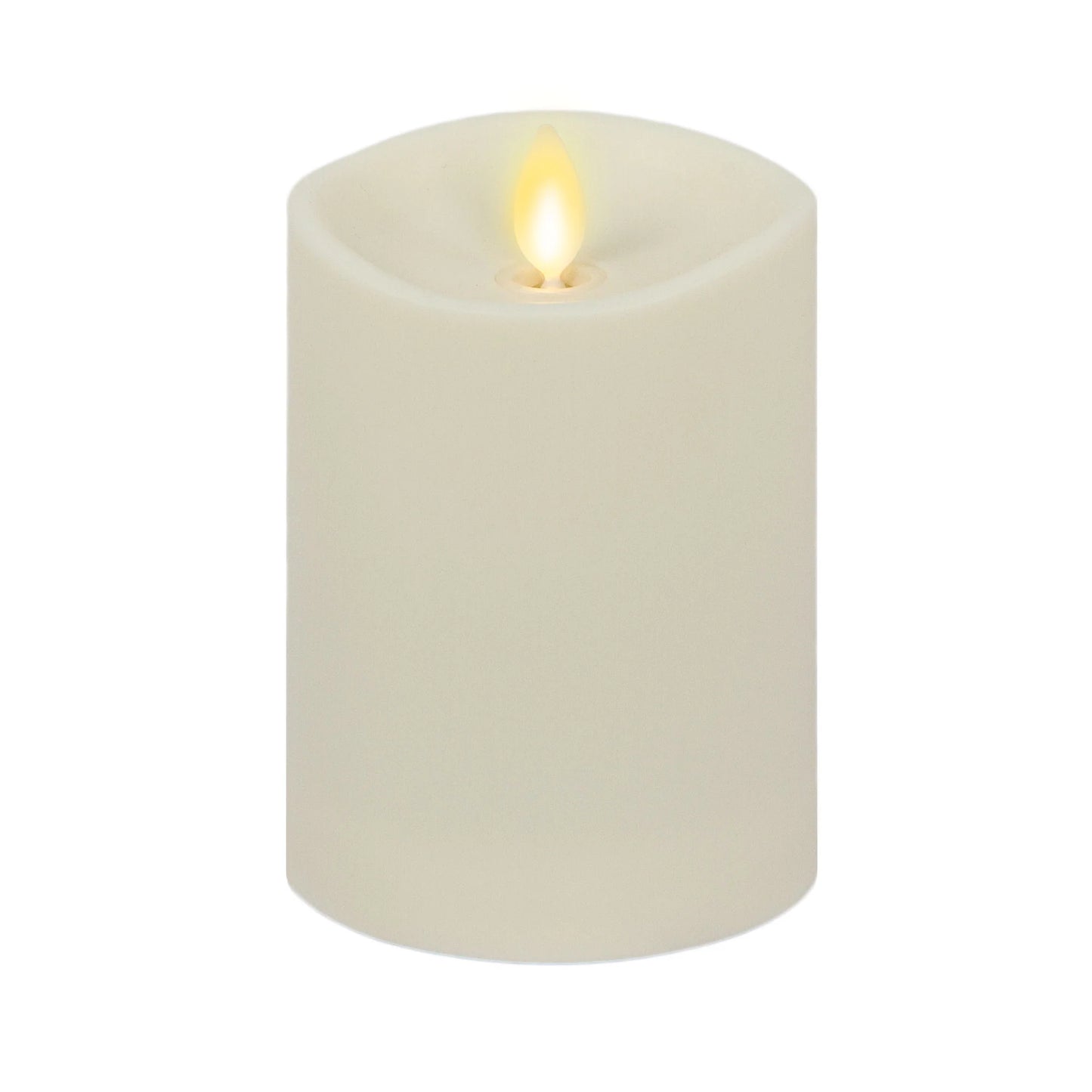 Pearl Ivory Outdoor Flameless Candle Pillar - Melted Top - 3.25" Width