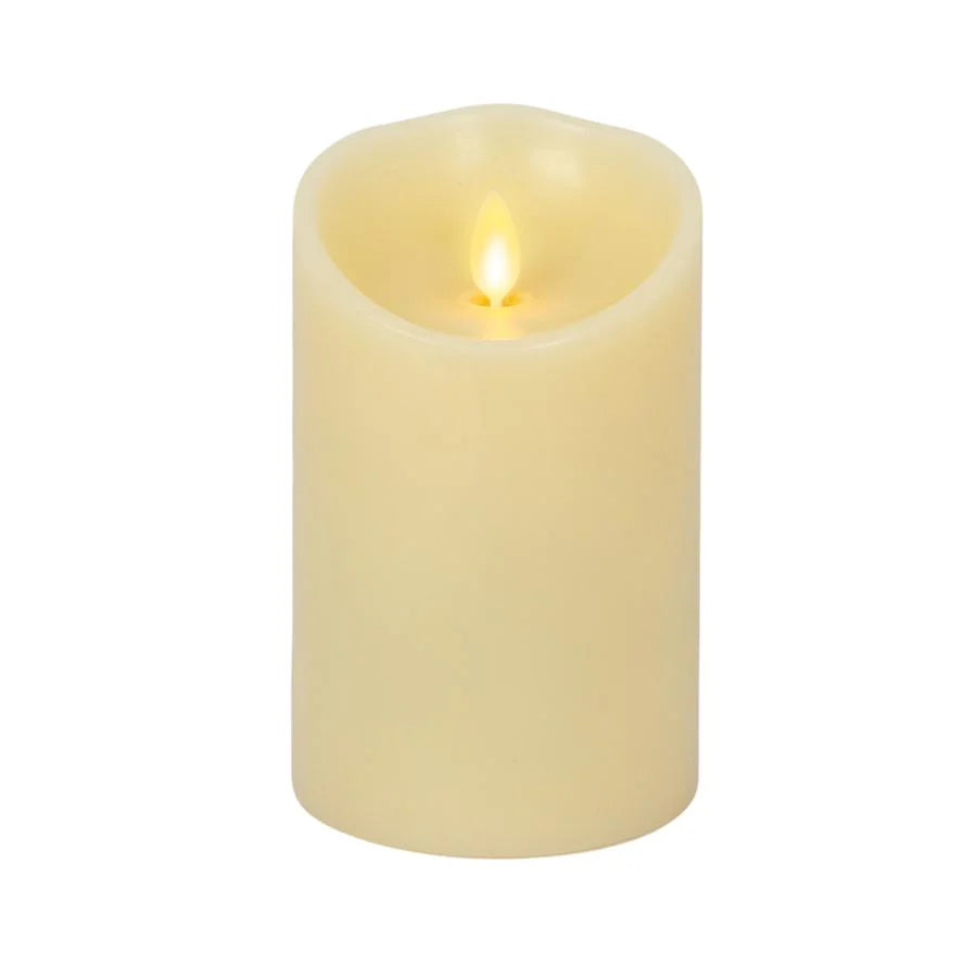 Ivory Flameless Candle Pillar - Scallop Top - 3.5" Width
