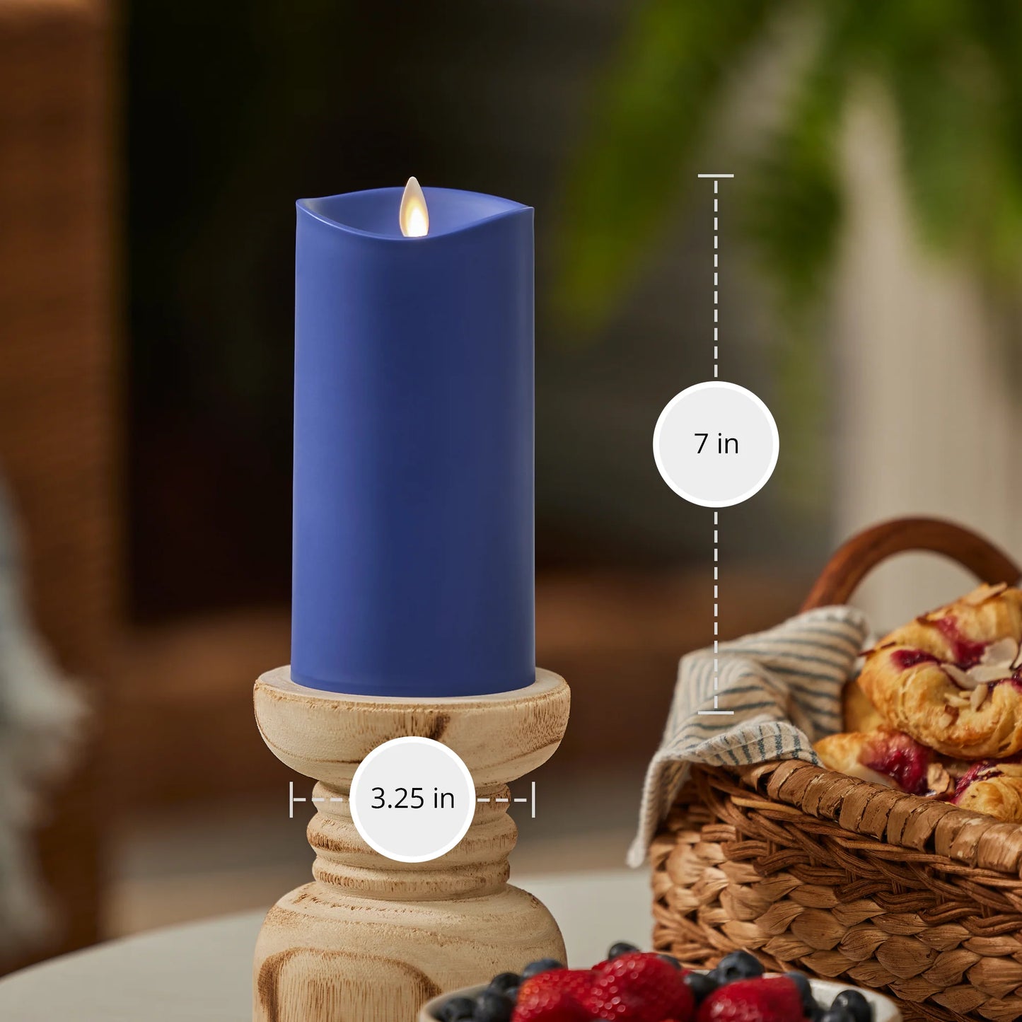 Vivid Ultramarine Outdoor Flameless Candle Pillar