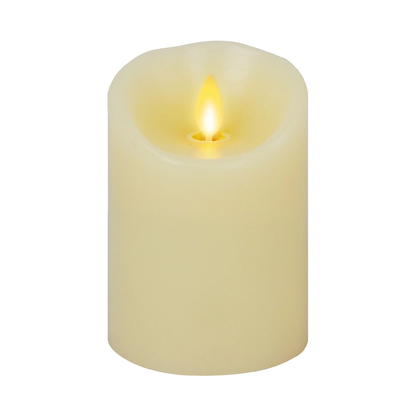 Ivory Flameless Candle Pillar -Scallop Top - 4" Width