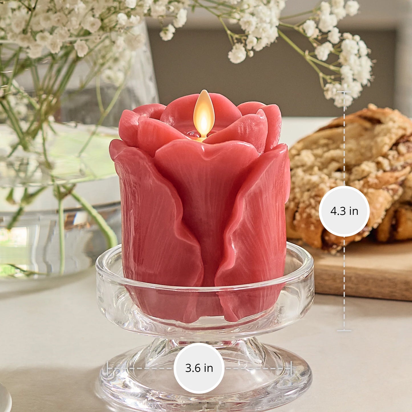 True Red Flameless Candle Rose Bud