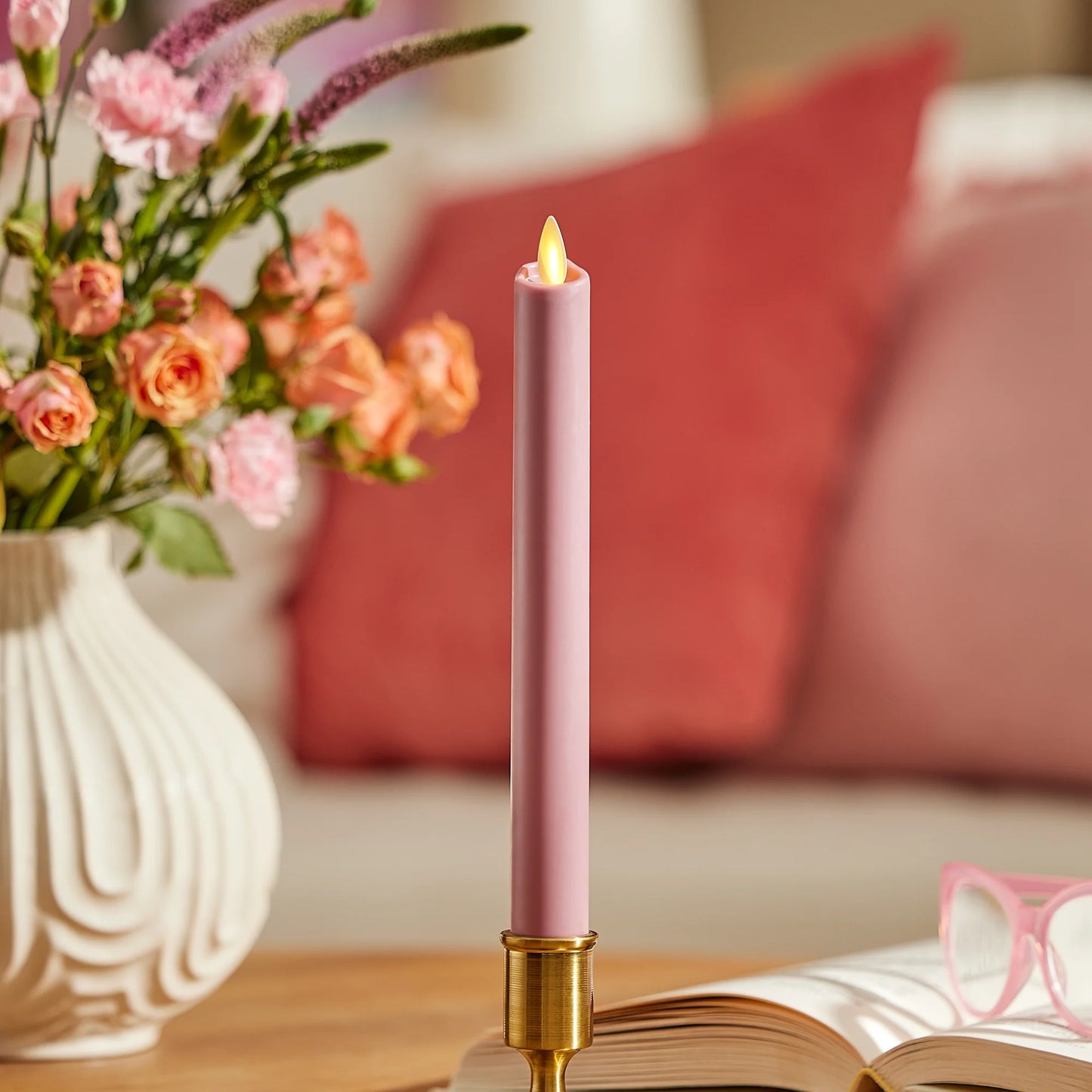 Blooming Mauve Flameless Candle Taper