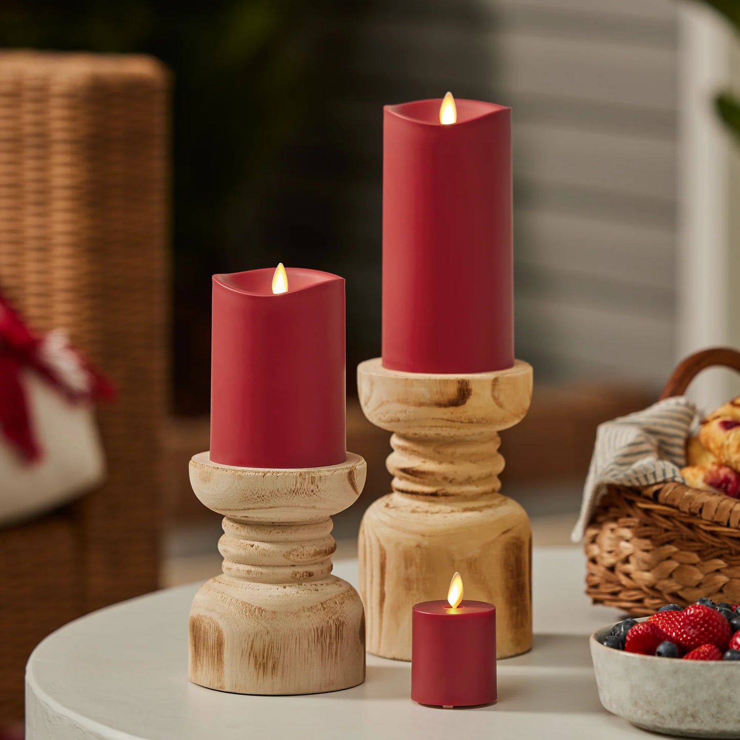 Cherry Red Outdoor Flameless Candle Votive