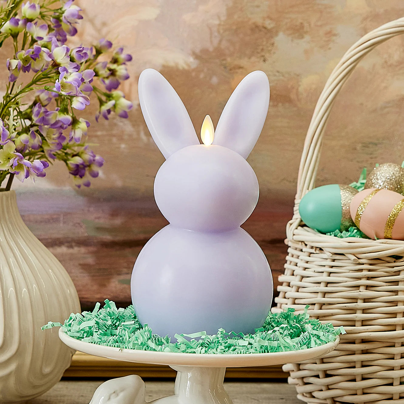 Gentle Lavender Flameless Candle Easter Bunny Rabbit