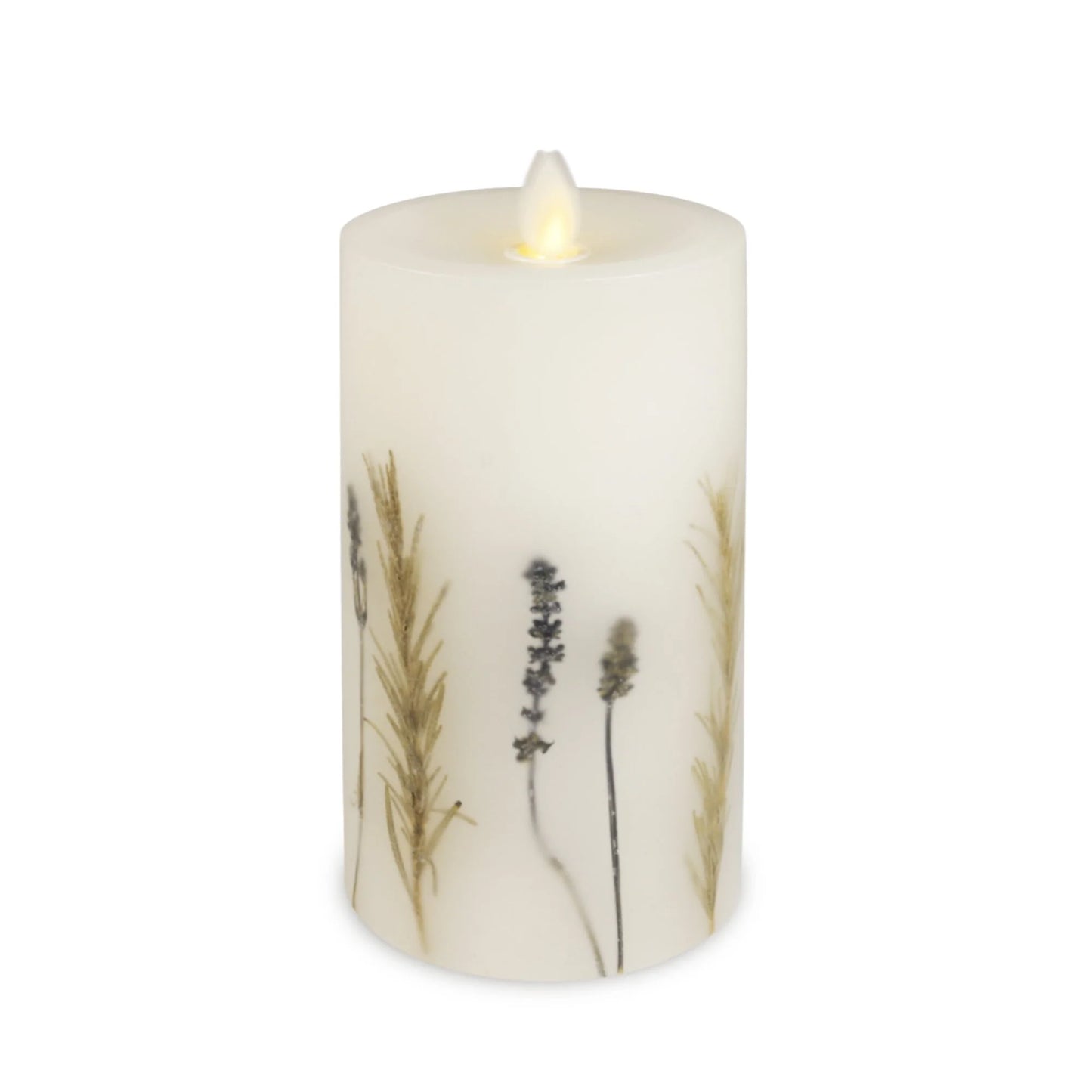 Flameless Embedded Lavender & Rosemary Candle Pillar - Recessed Top