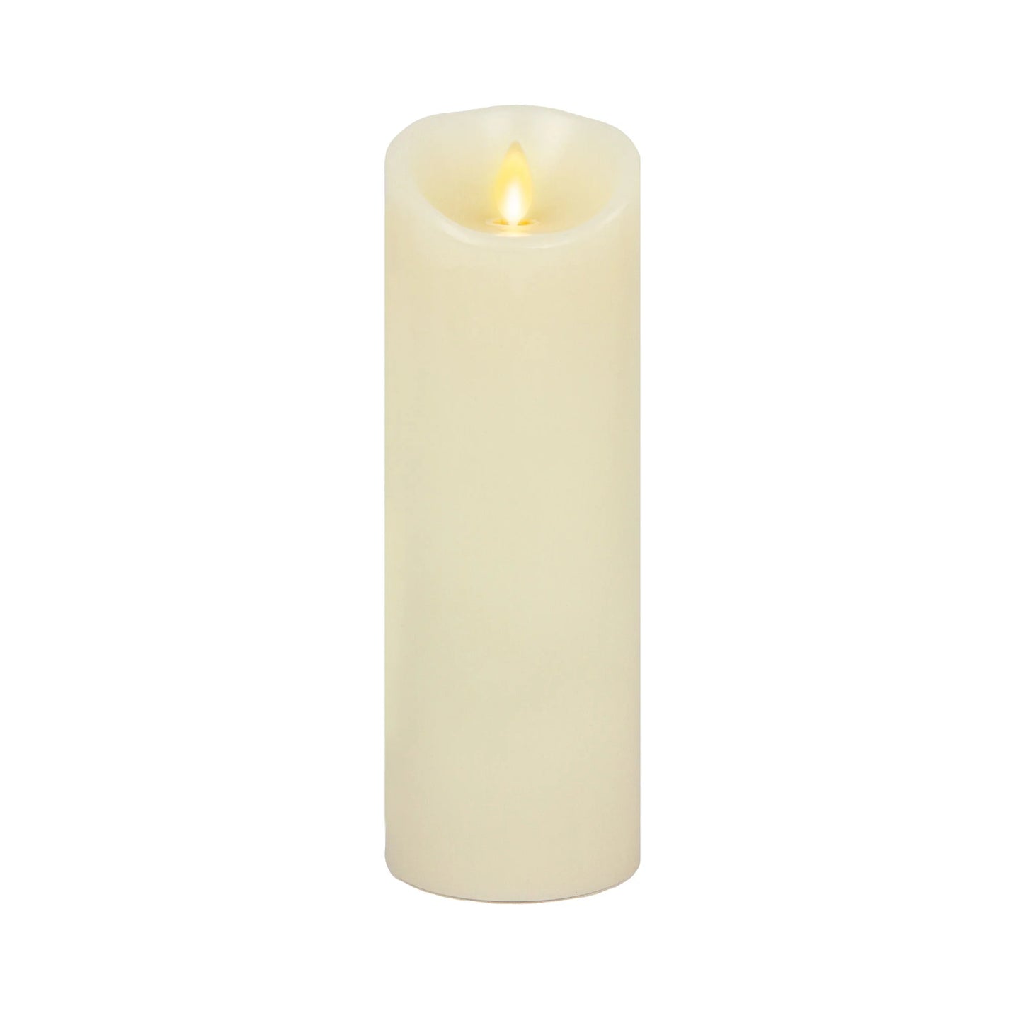 Ivory Flameless Candle Pillar - Scallop Top Vanilla Scented - 3” Width