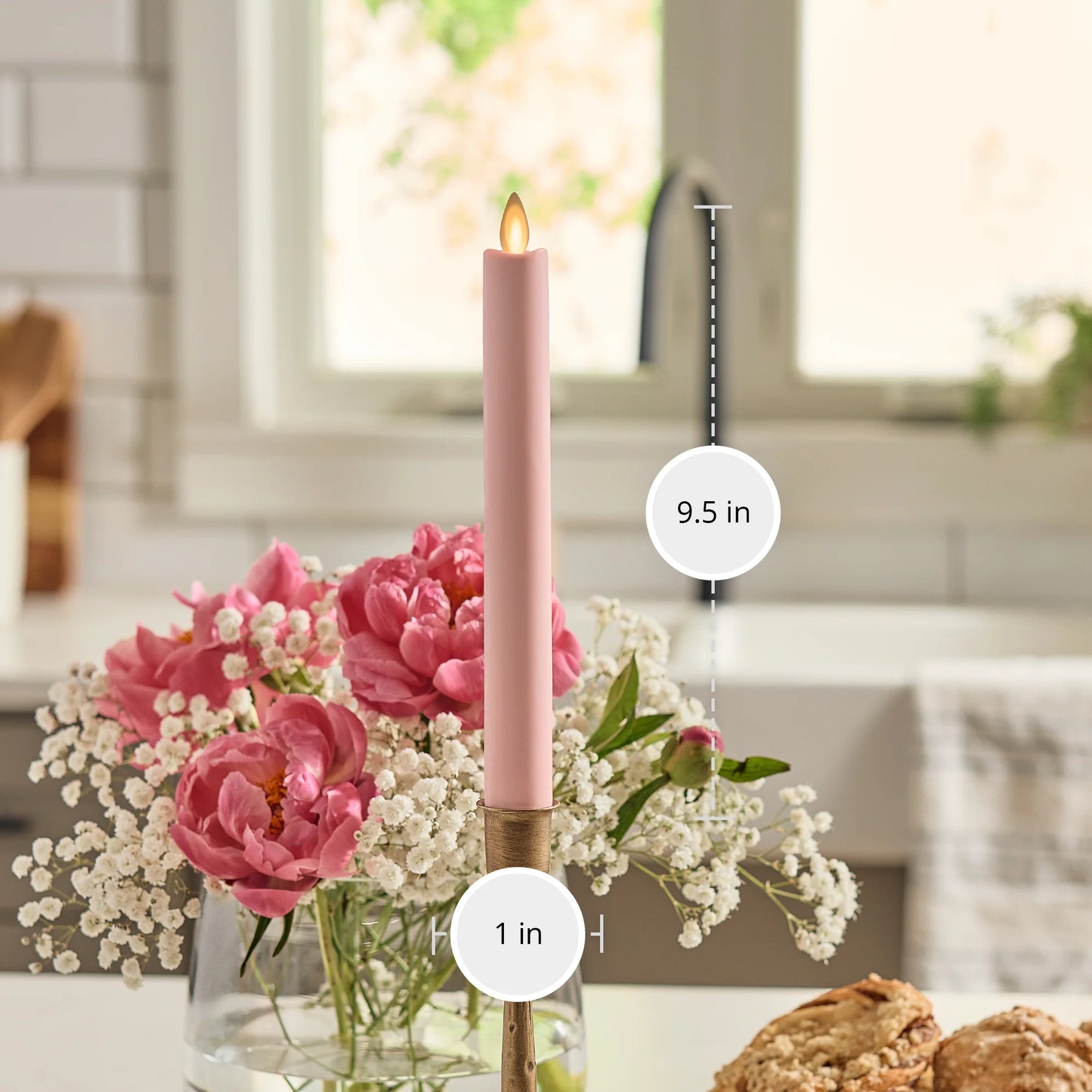 Crystal Rose Flameless Candle Taper