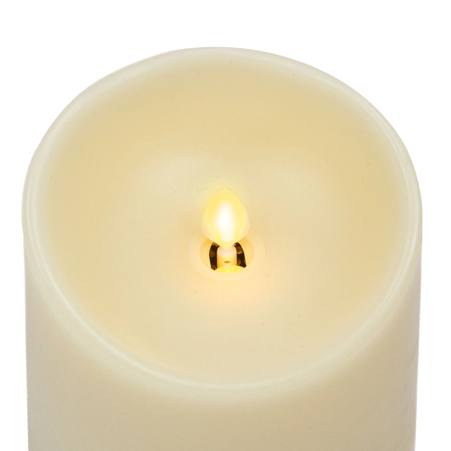 Ivory Flameless Candle Pillar - Scallop Top Vanilla Scented - 3.5” Width