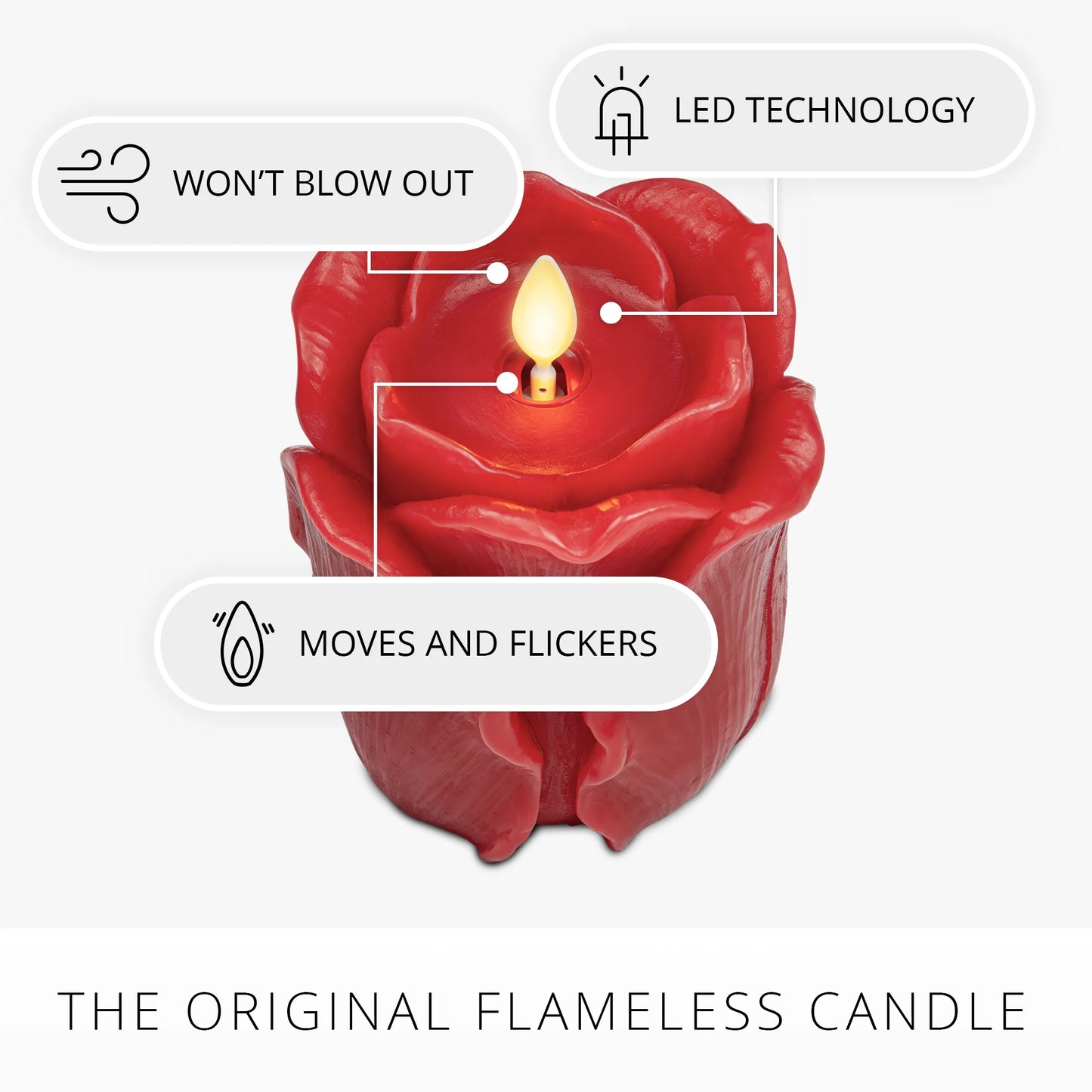 True Red Flameless Candle Rose Bud