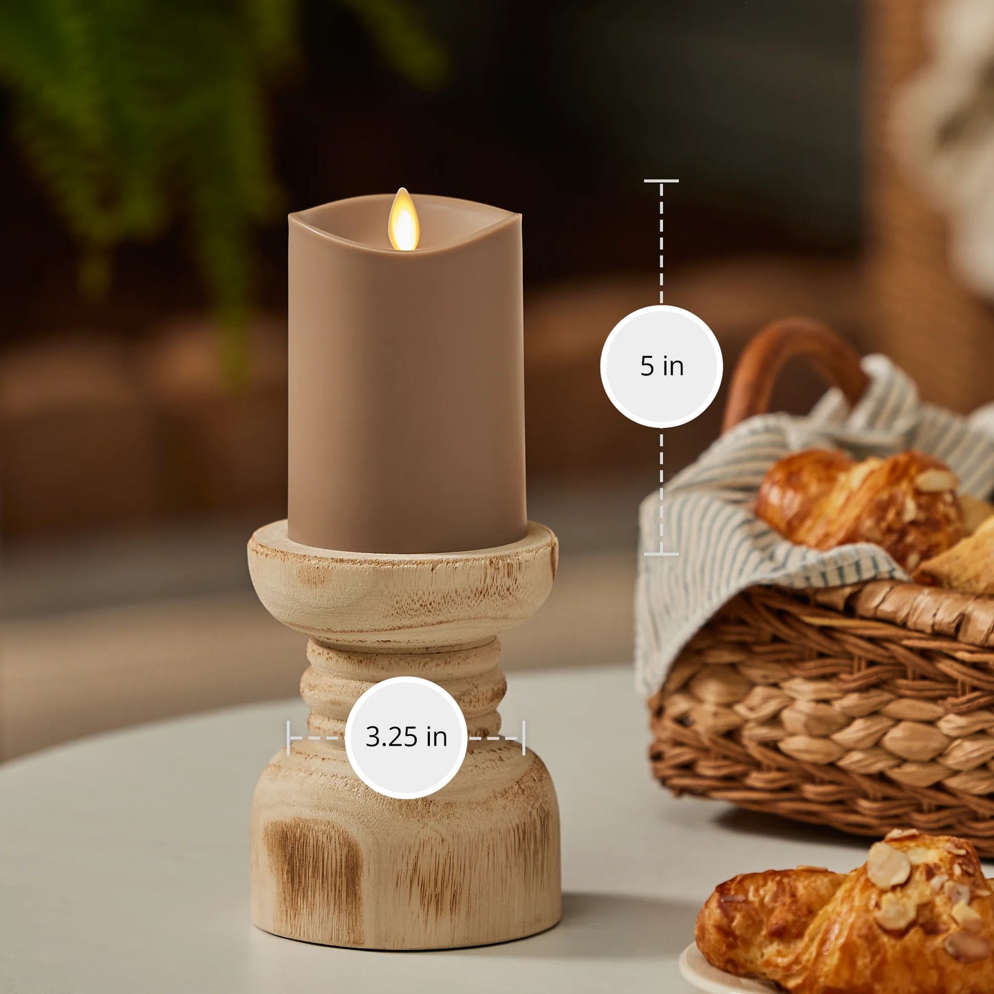 Timeless Taupe Outdoor Flameless Candle Pillar