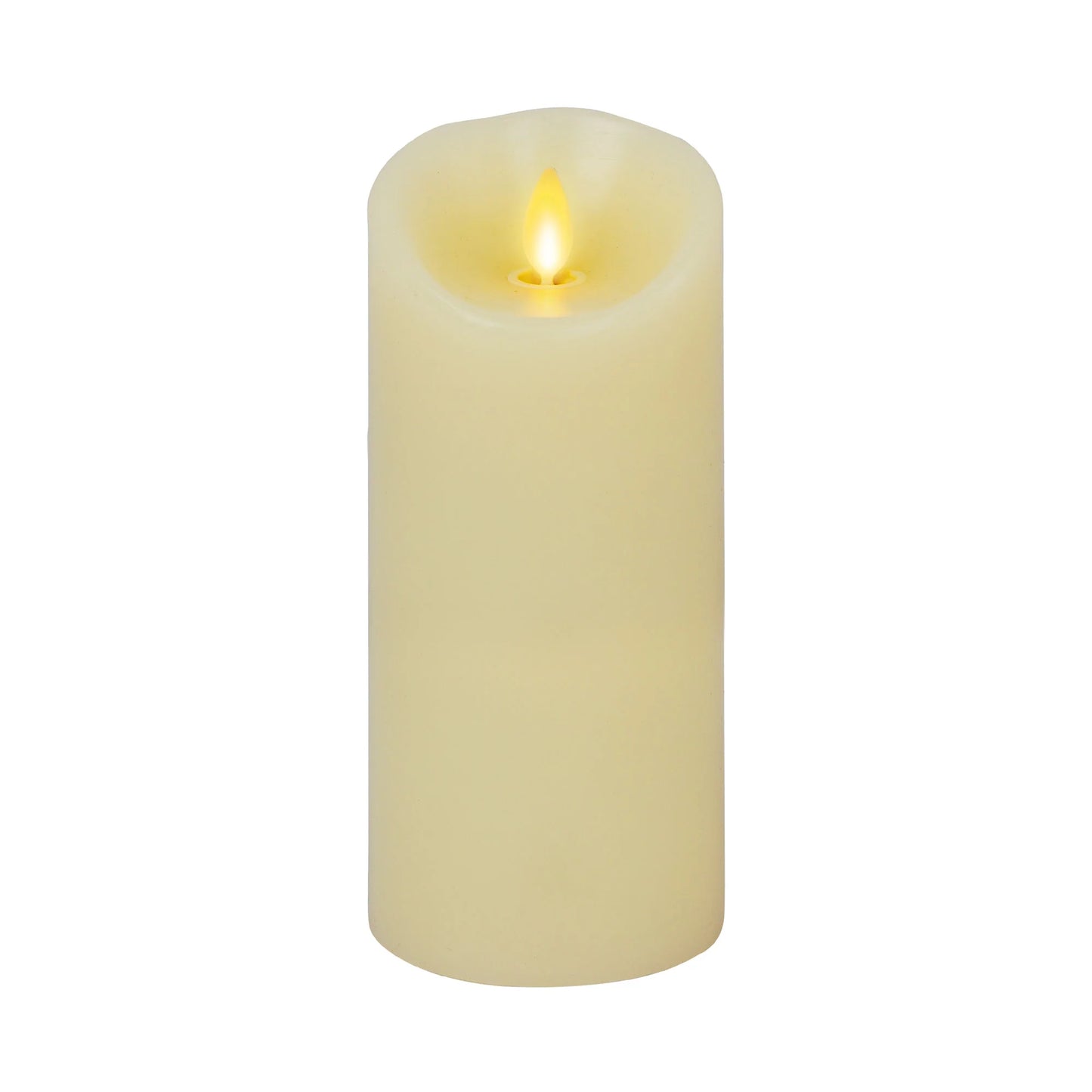 Ivory Flameless Candle Pillar - Scallop Top Vanilla Scented - 3” Width