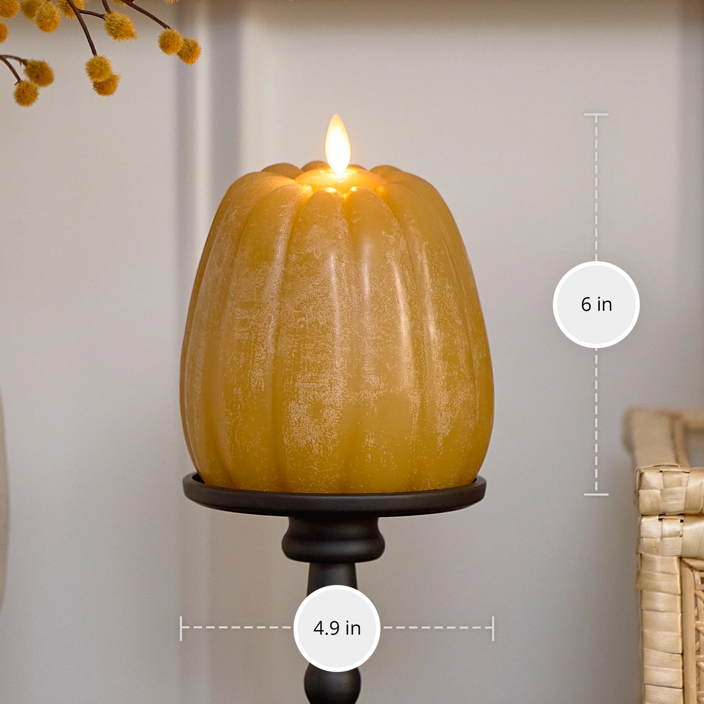 Harvest Gold Flameless Candle Pumpkin