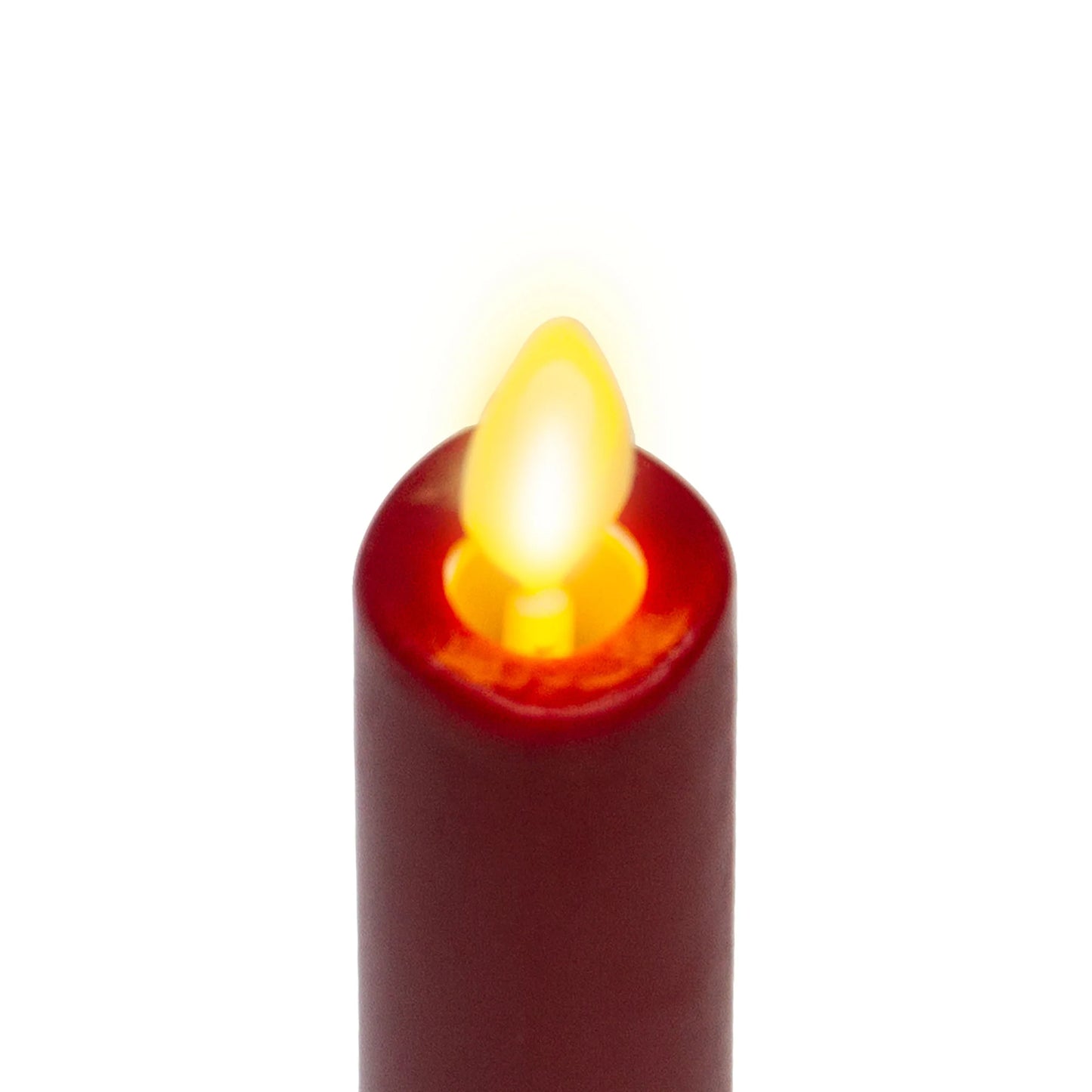 Burgundy Flameless Candle Tapers - Melted Top - 9.5" Height - Set of 2