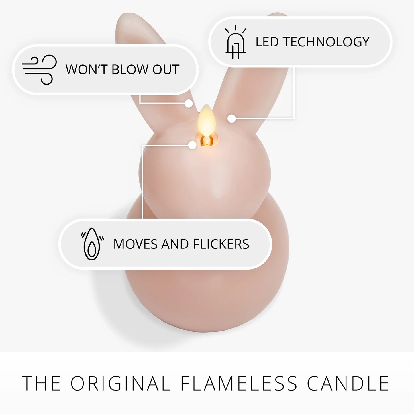 Dusky Rose Flameless Candle Bunny