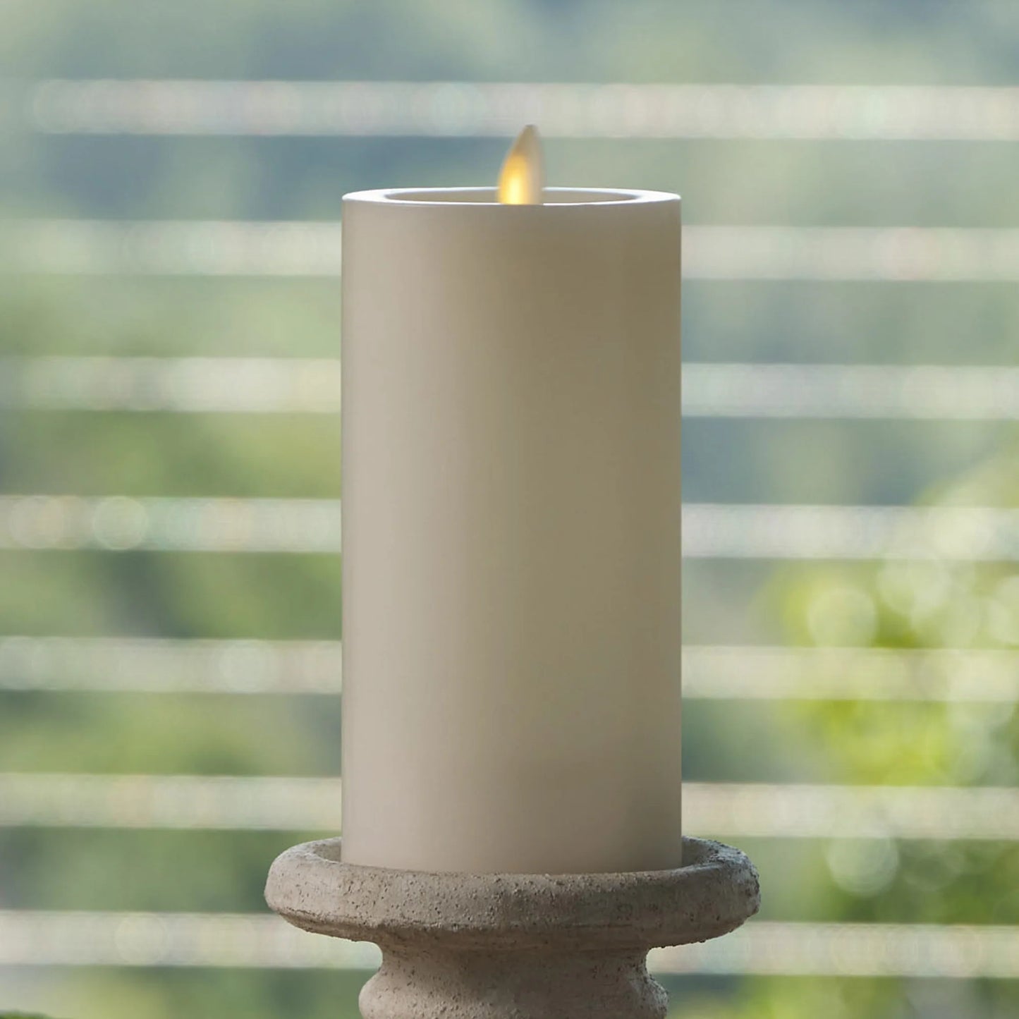 Pearl Ivory Flameless Candle Pillar - Recessed Top
