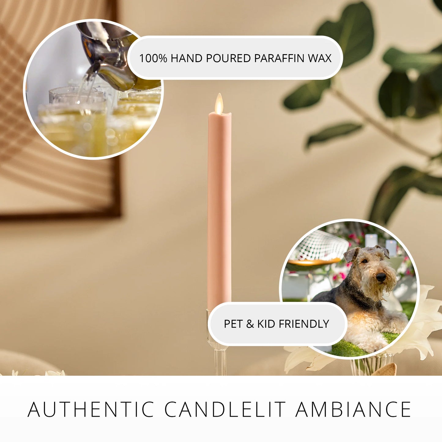 Dusky Rose Flameless Candle Taper