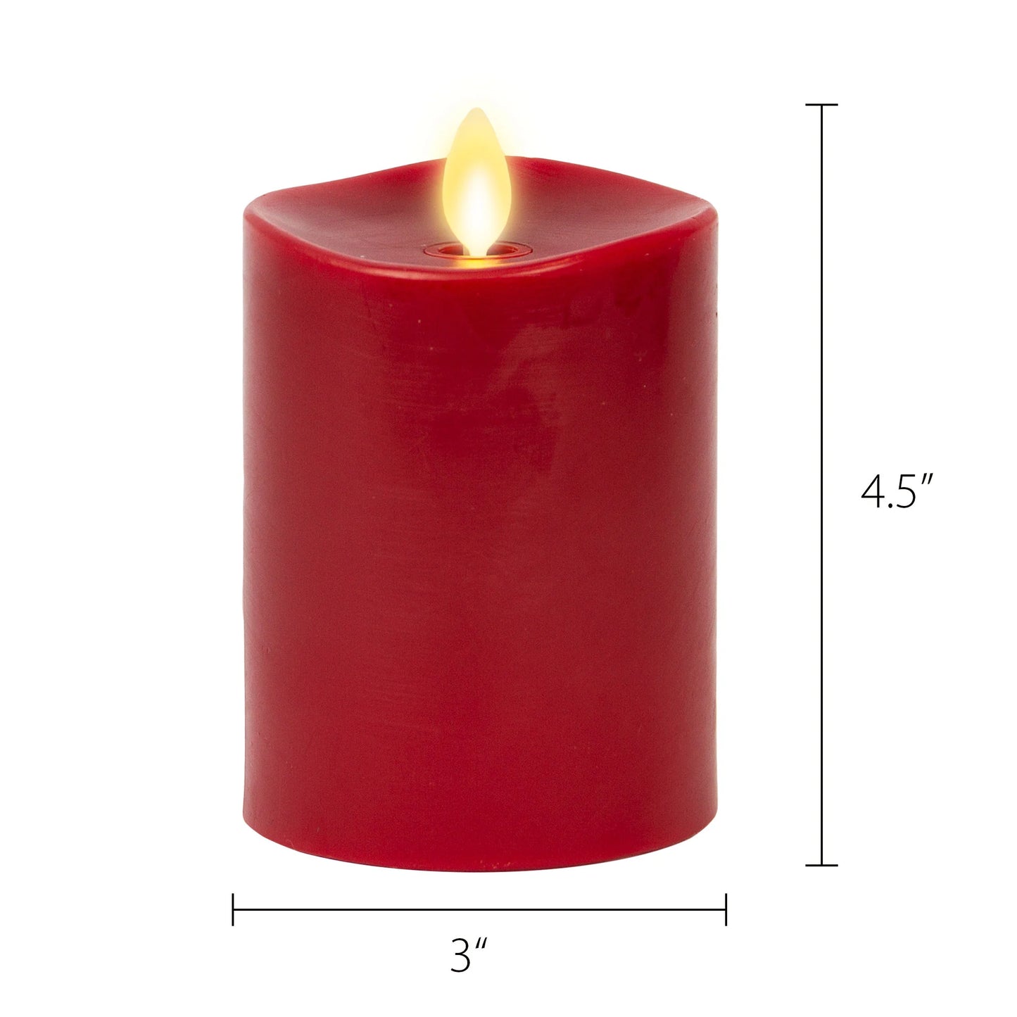Burgundy Flameless Candle Pillar - Melted Top - 3" Width