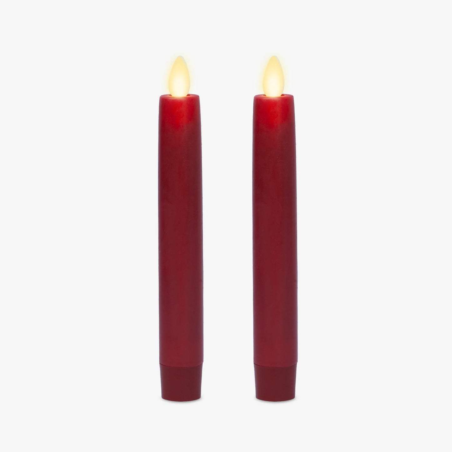 Burgundy Flameless Candle Tapers - Flat Top - 6.75" Height - Set of 2