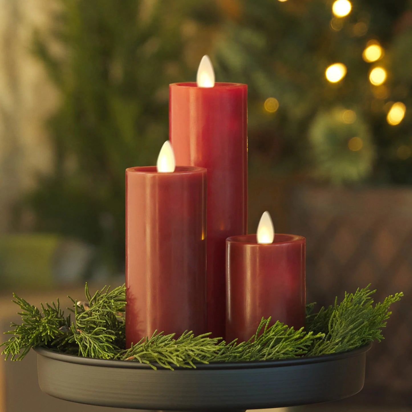 Burgundy Flameless Candle Slim Pillar