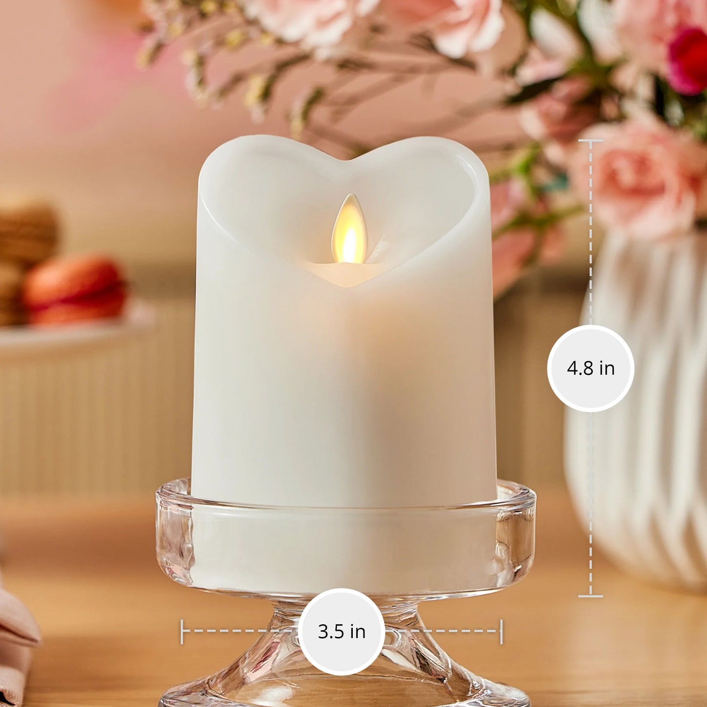 White Flameless Candle Heart Pillar