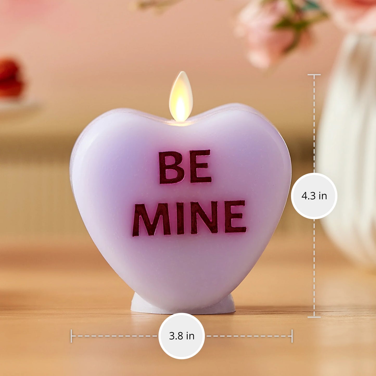 Gentle Lavender Flameless Candle Candy Heart "BE MINE"