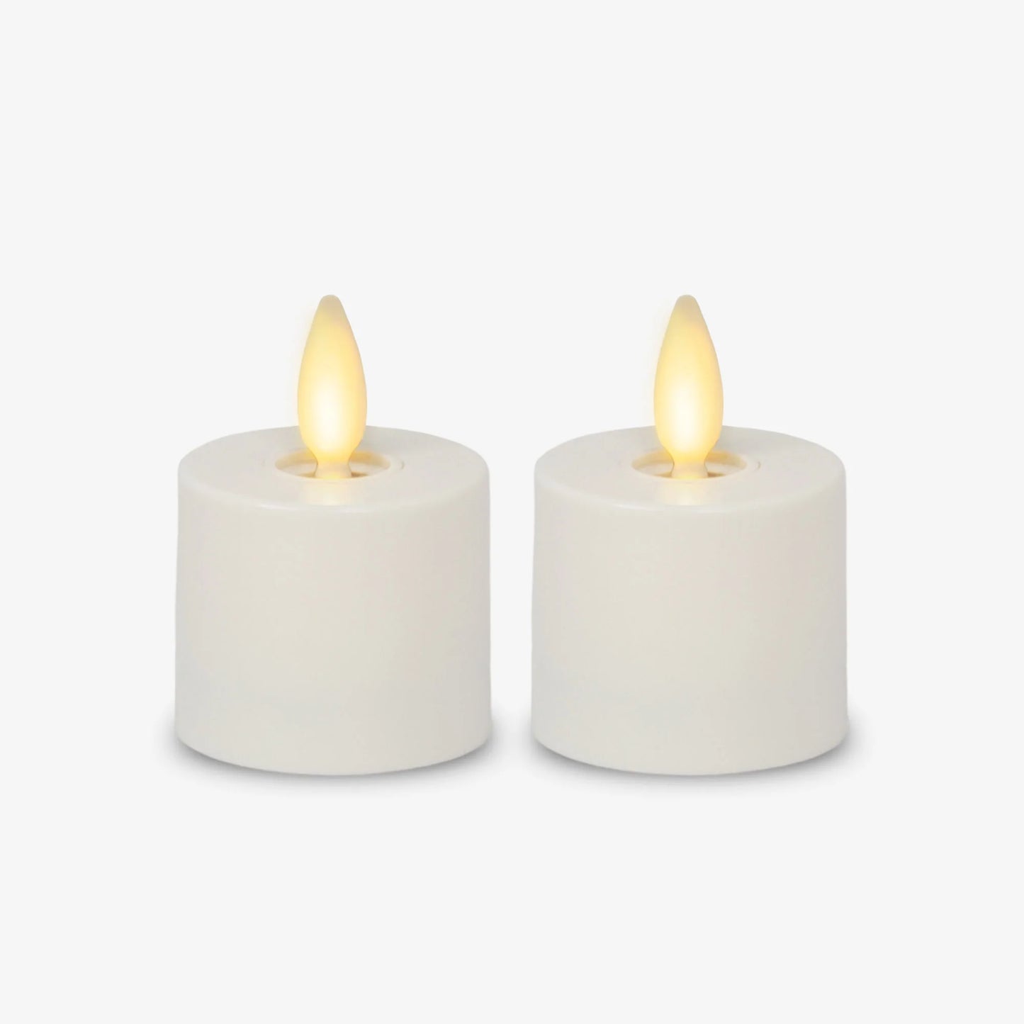 White Flameless Candle Tealights - Flat Top - Set of 2