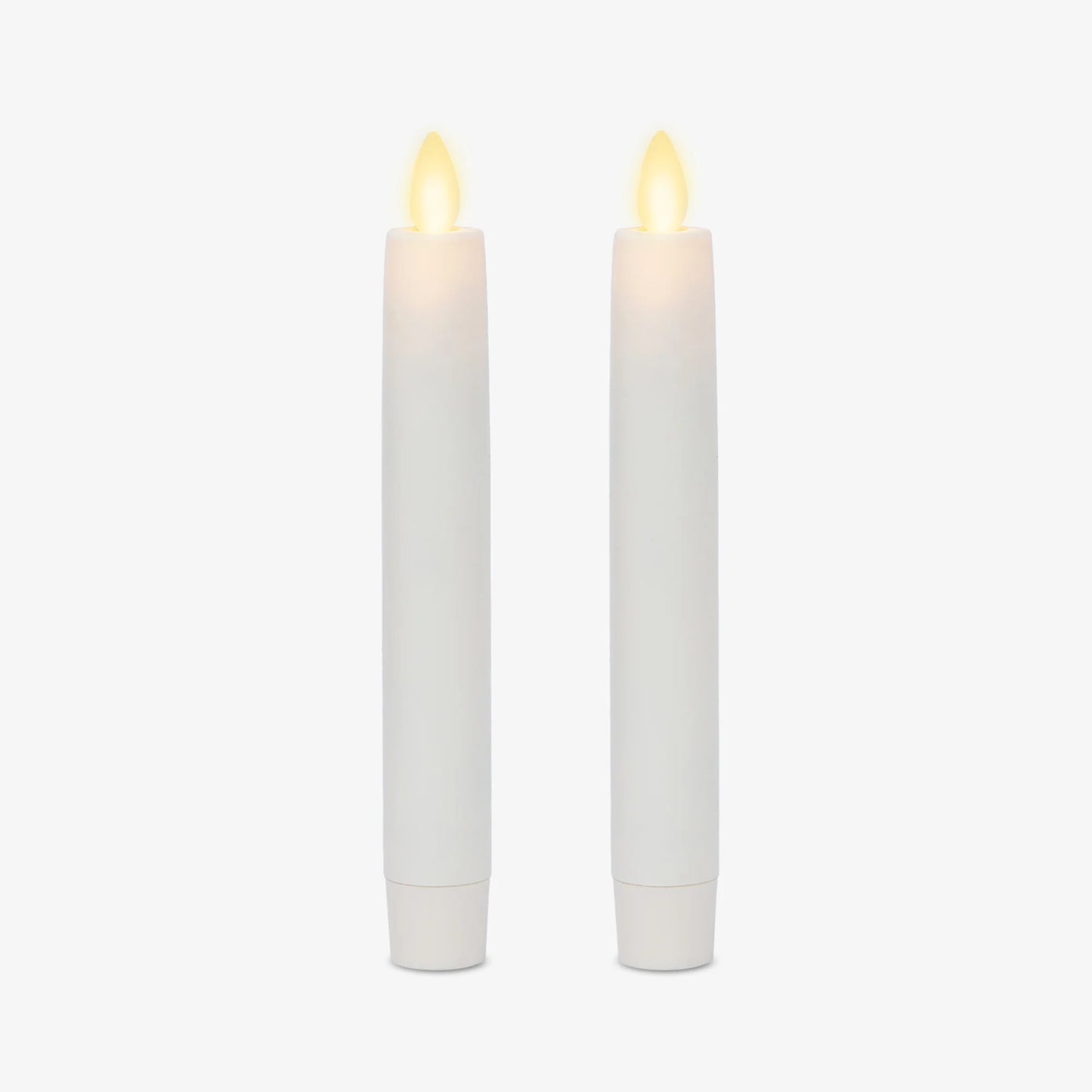 White Flameless Candle Tapers - Flat Top - 6.75" Height - Set of 2