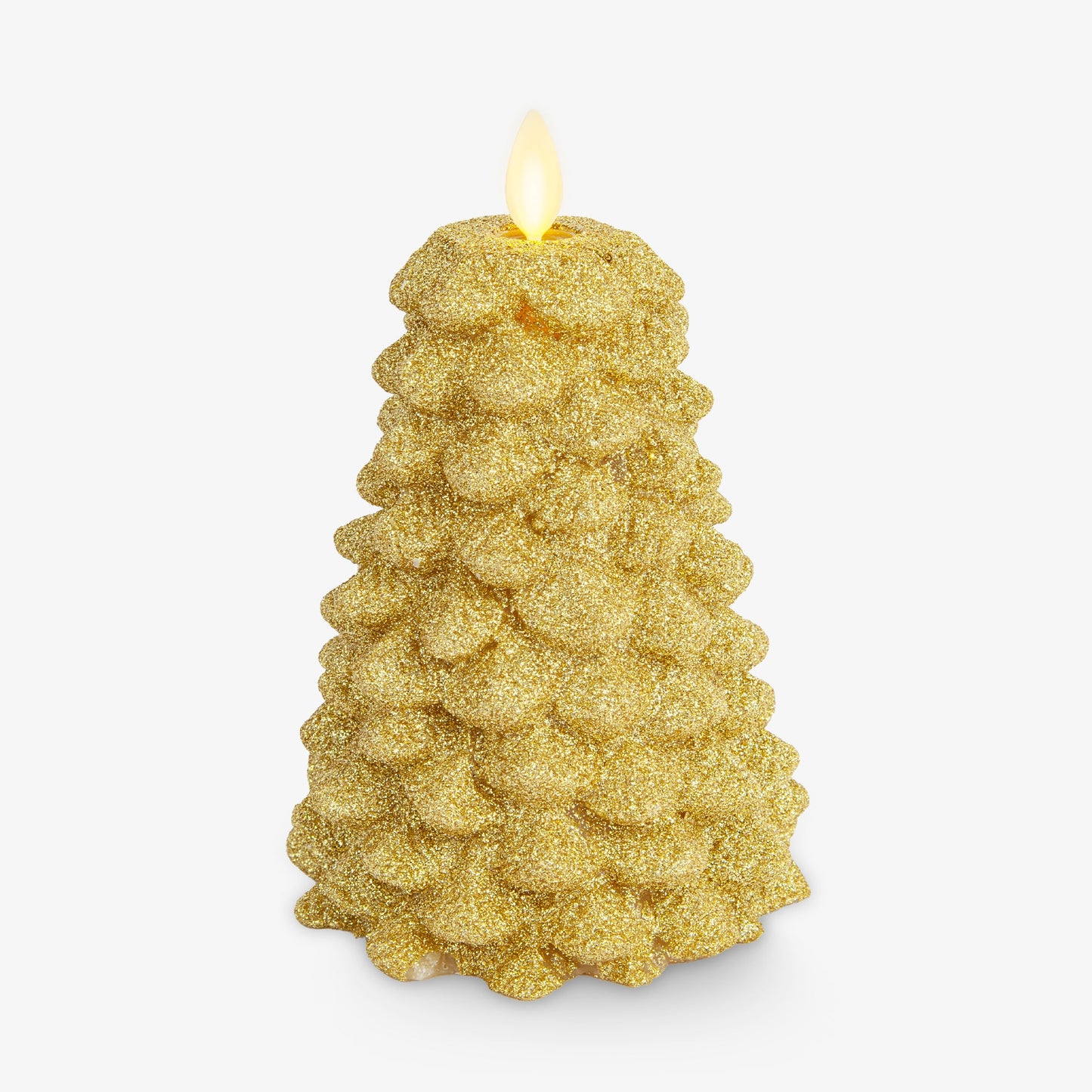 Rich Gold Glitter Flameless Candle North Tree