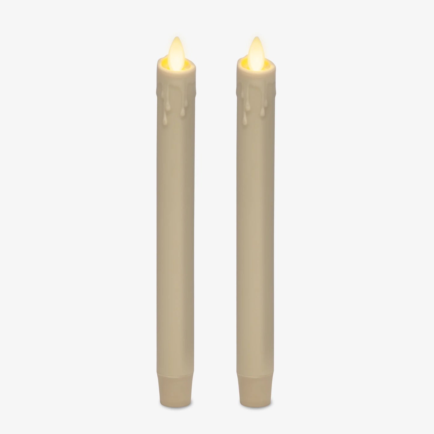 Ivory Wax Drip Flameless Candle Tapers - Scallop Top - Set of 2