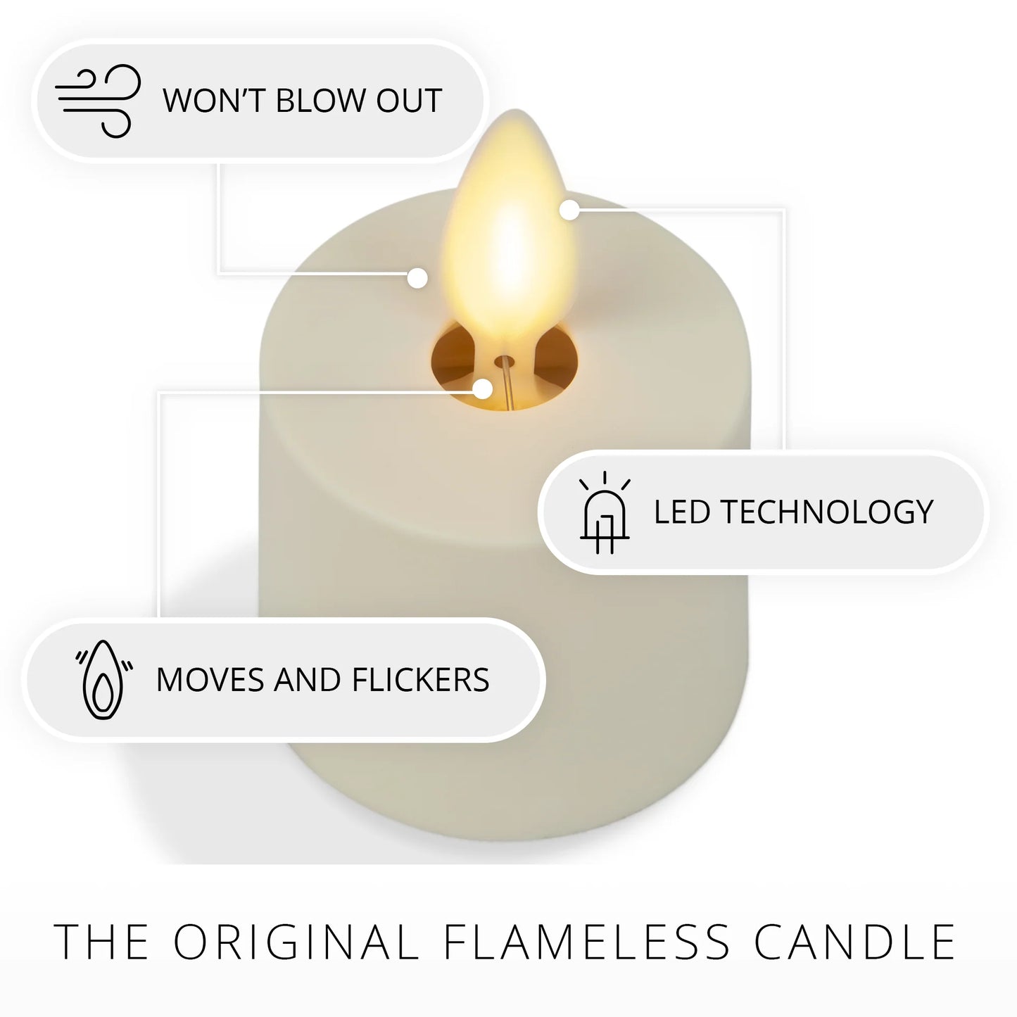 Set of 4 Pearl Ivory Flameless Candle Tealights - Extended Battery Life