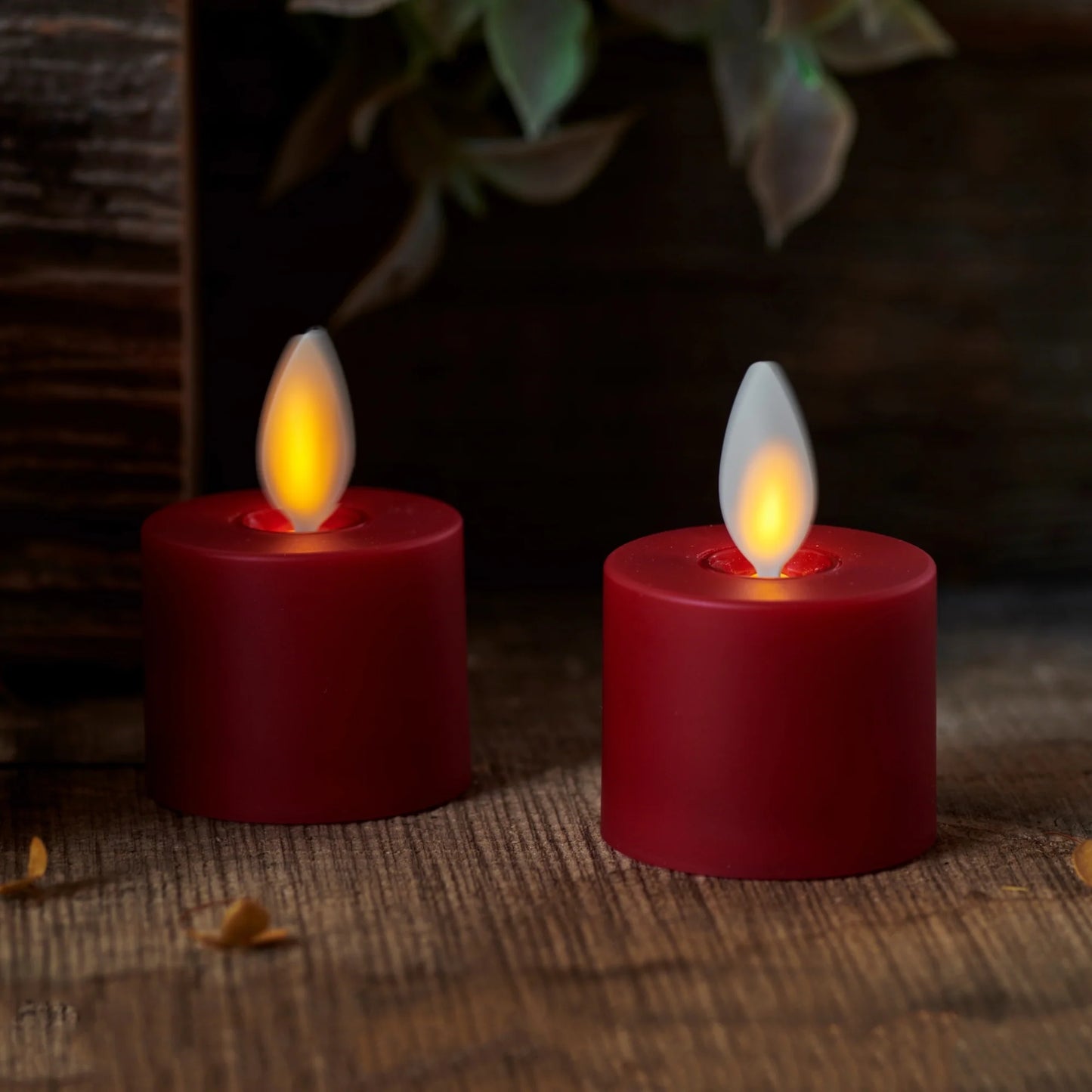 Burgundy Flameless Candle Tealights - Flat Top - Set of 2