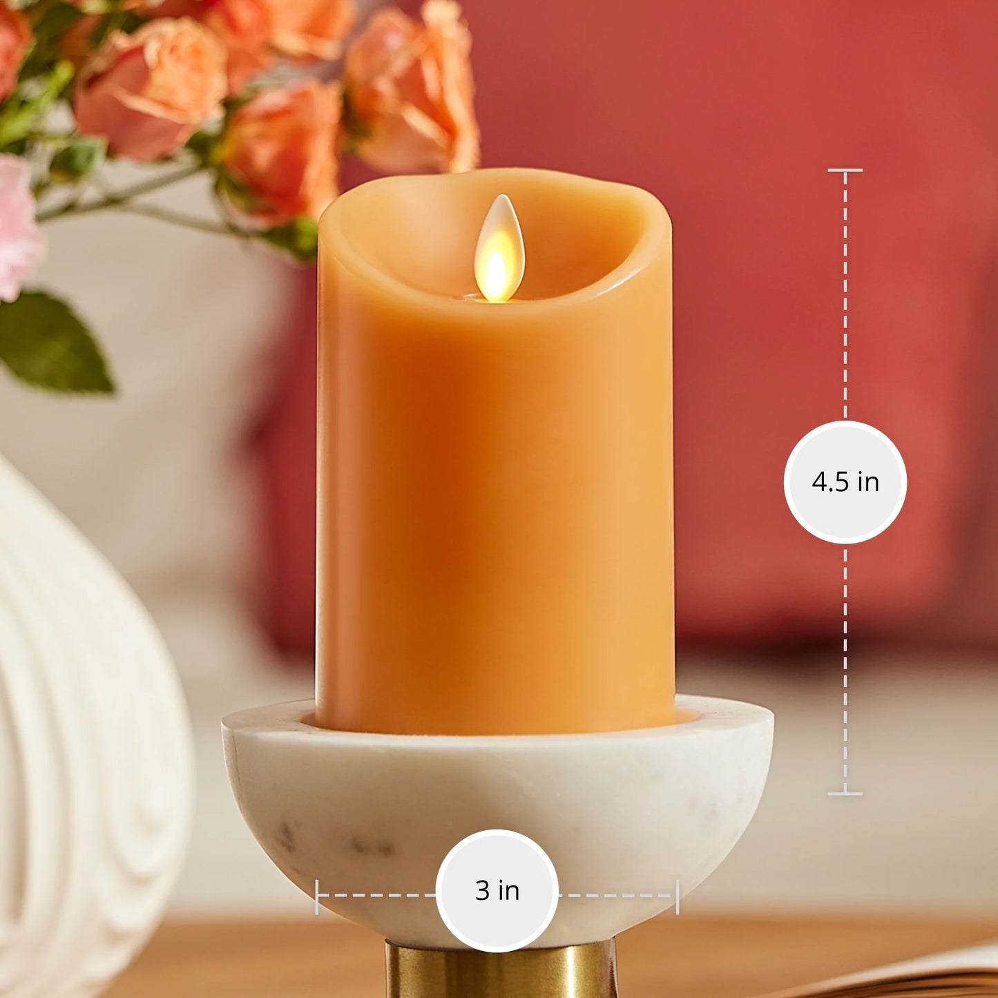 Sunlit Honey Scallop Flameless Candle Pillar