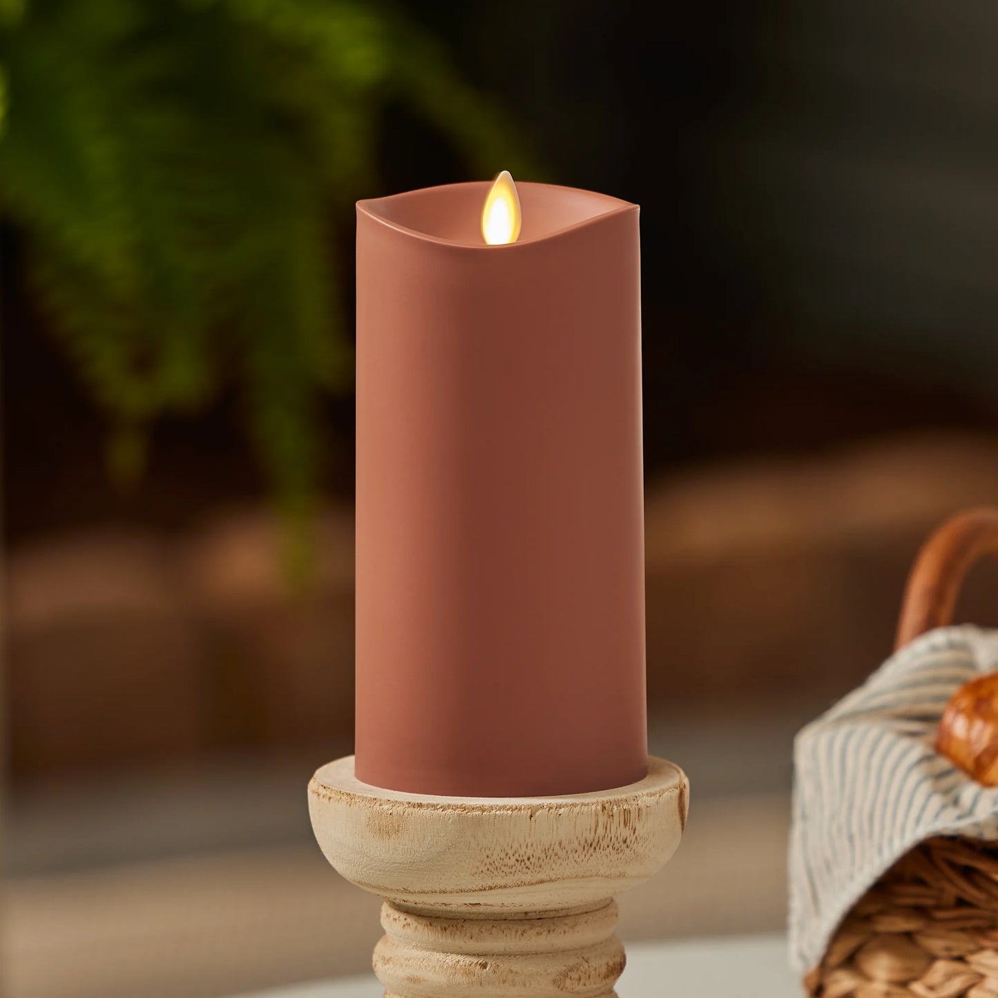 Baked Clay Outdoor Flameless Candle Pillar