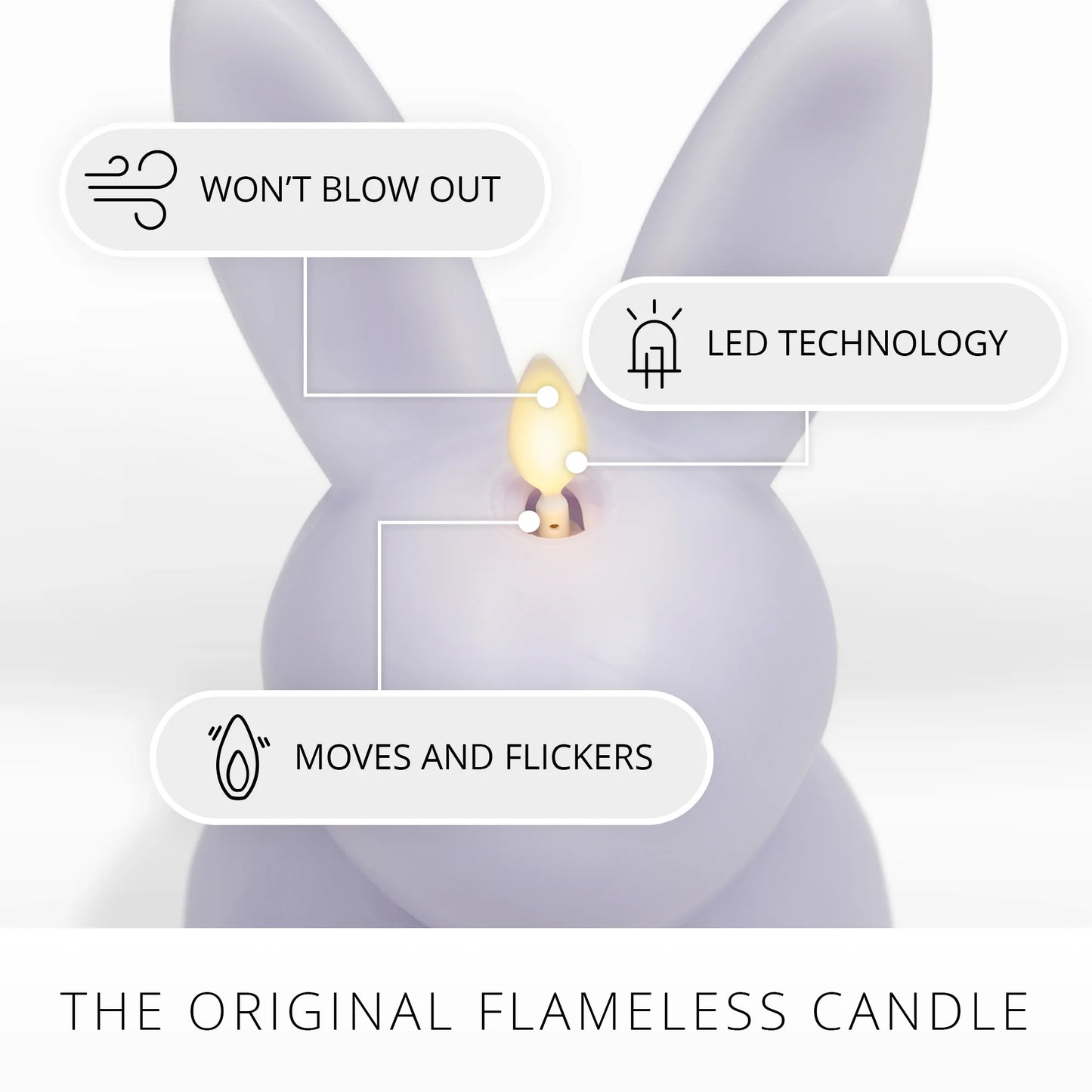 Gentle Lavender Flameless Candle Easter Bunny Rabbit