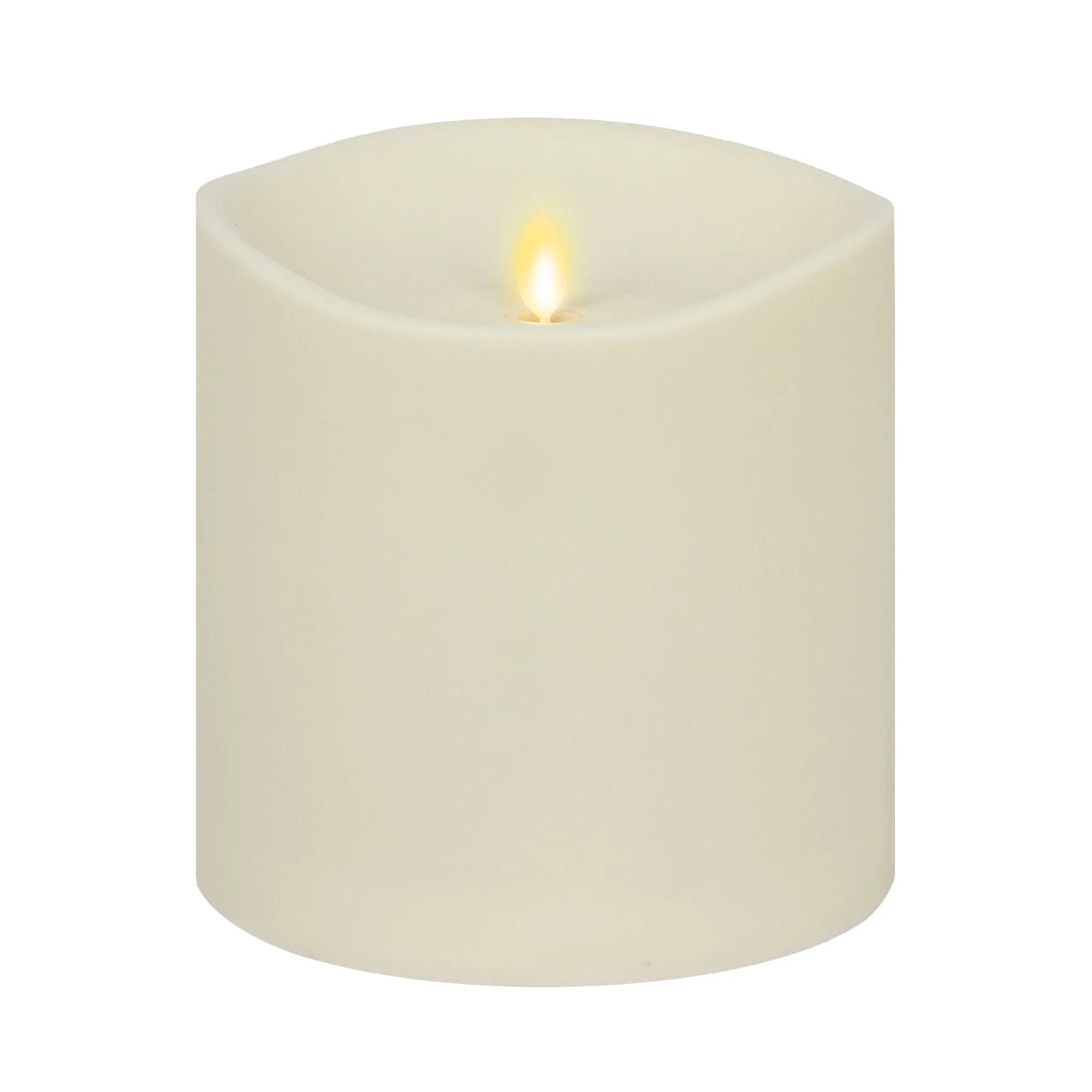 Pearl Ivory Outdoor Flameless Candle Grand Pillar with Remote - Melted Top
