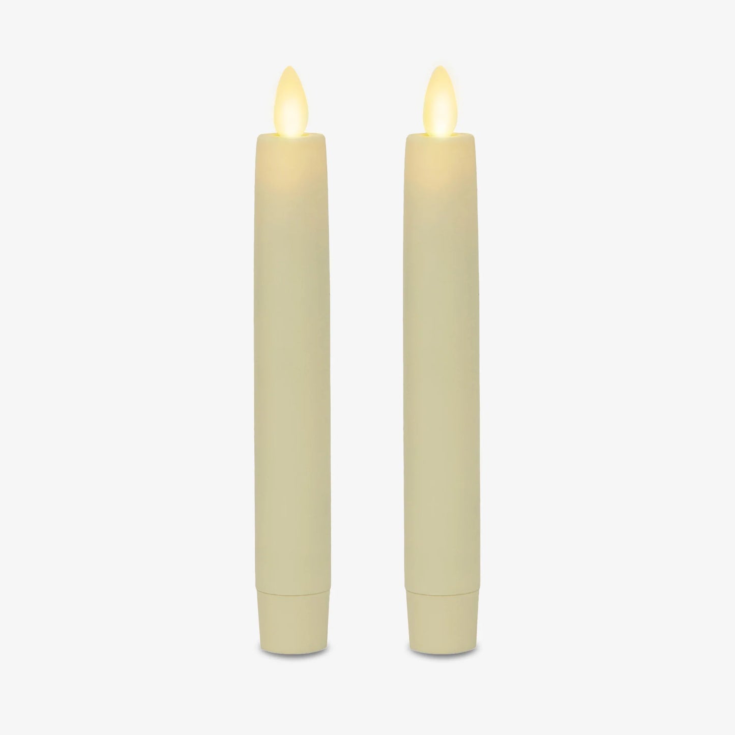 Ivory Flameless Candle Tapers - Flat Top - 6.75" Height - Set of 2