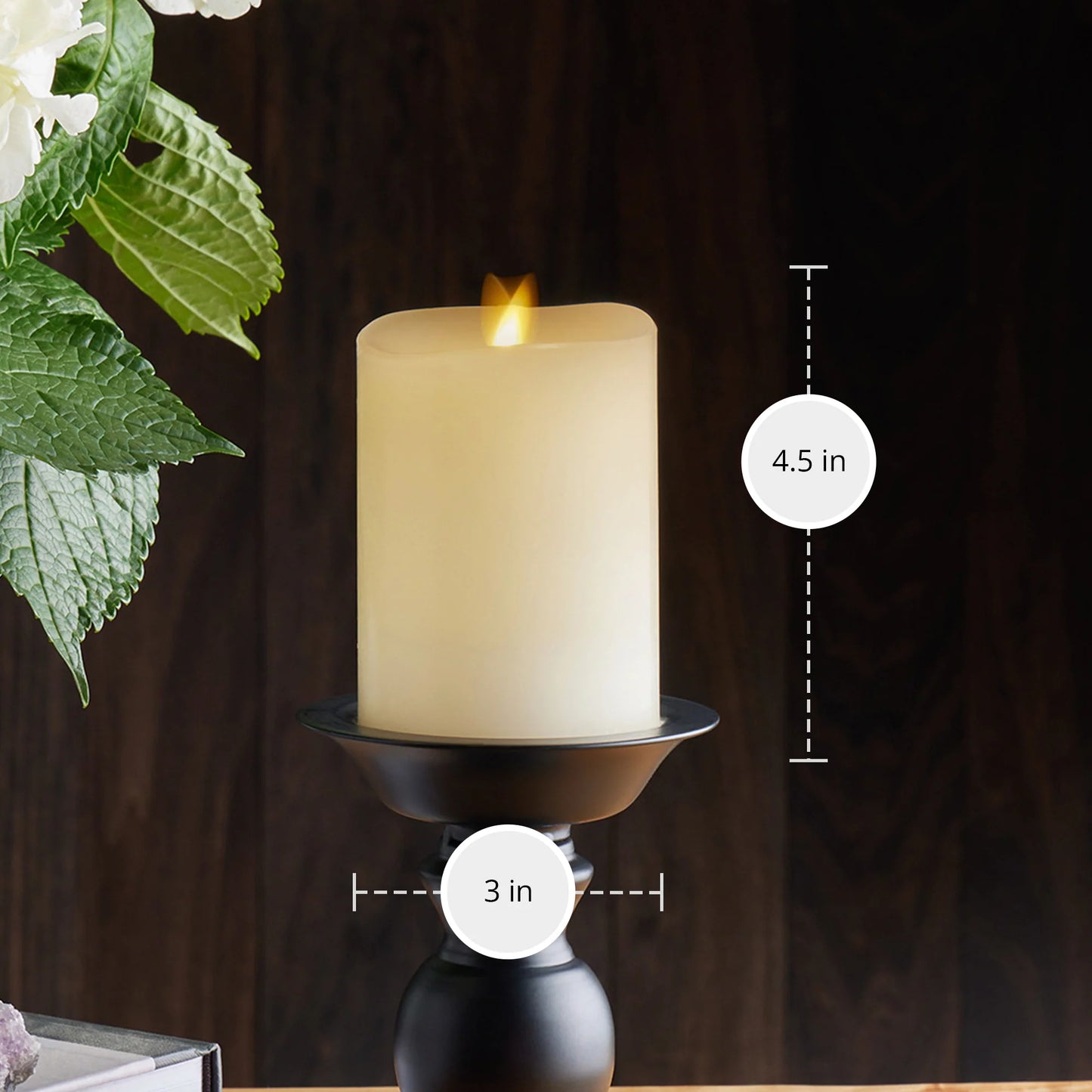 Ivory Flameless Candle Pillar - Melted Top - 3" Width