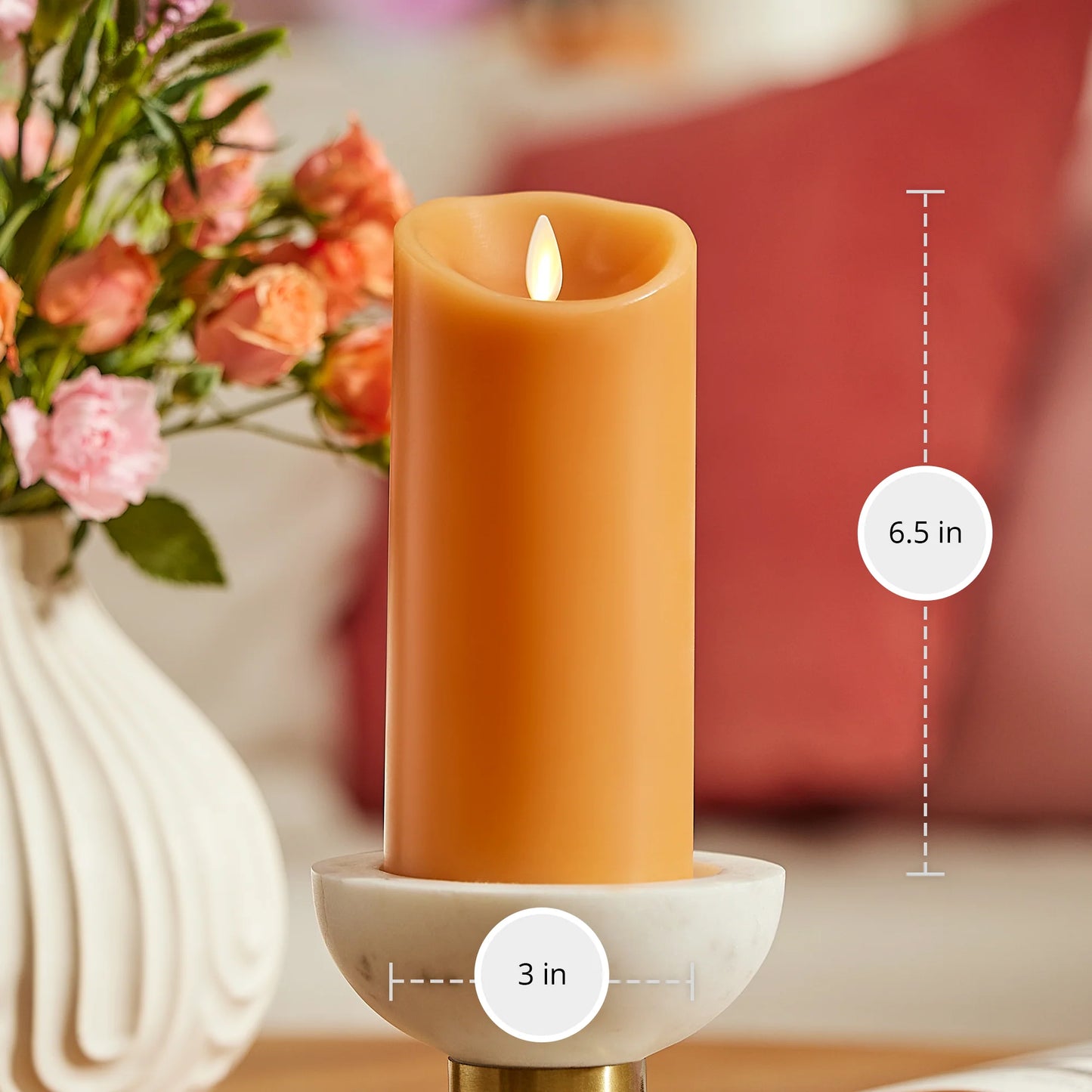 Sunlit Honey Scallop Flameless Candle Pillar